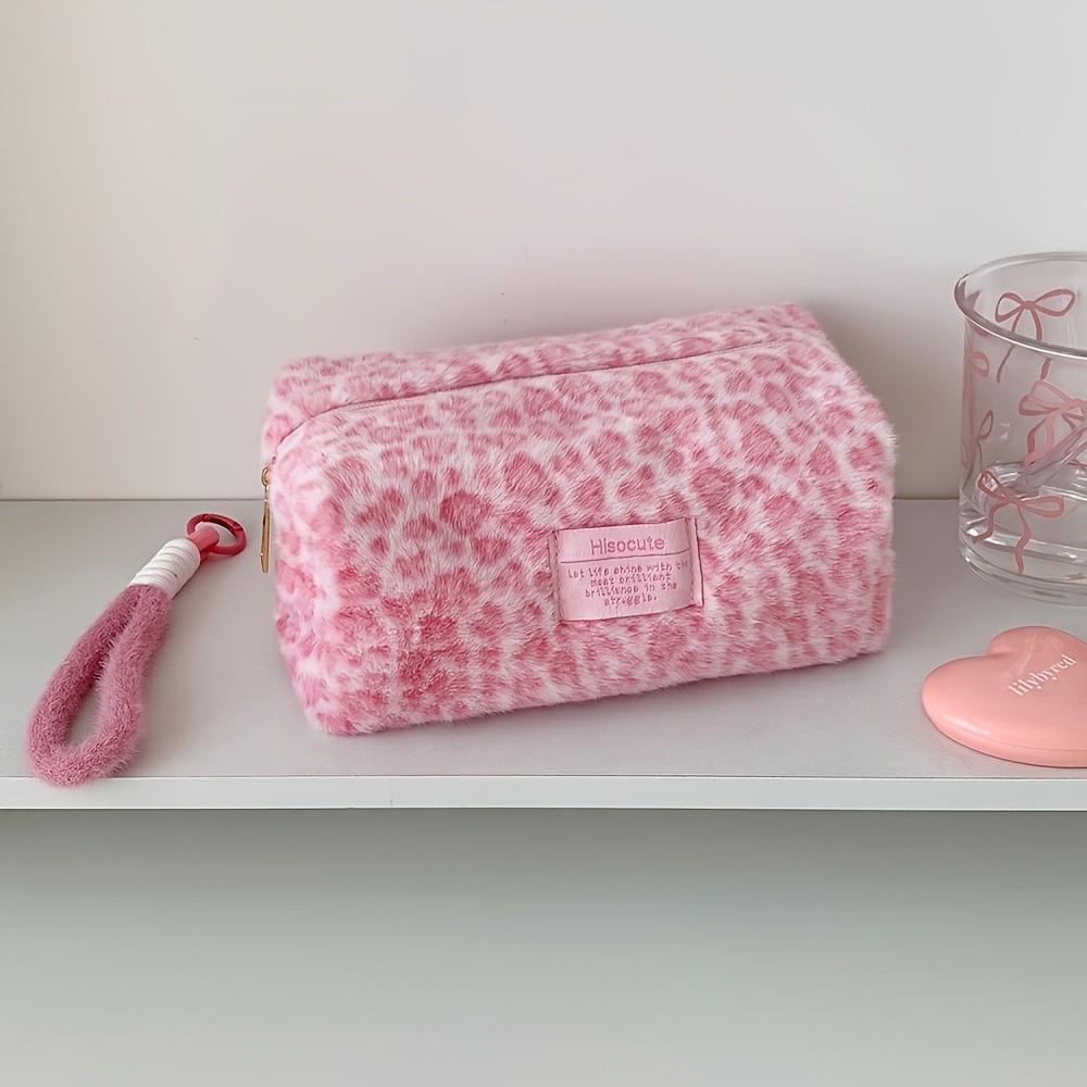 TEMU 1pc In With A Leopard Print Pattern, This Portable Travel Makeup Bag Storage For Cosmetics Such As Lipsticks, Makeup Brushes, , Keys, And Other