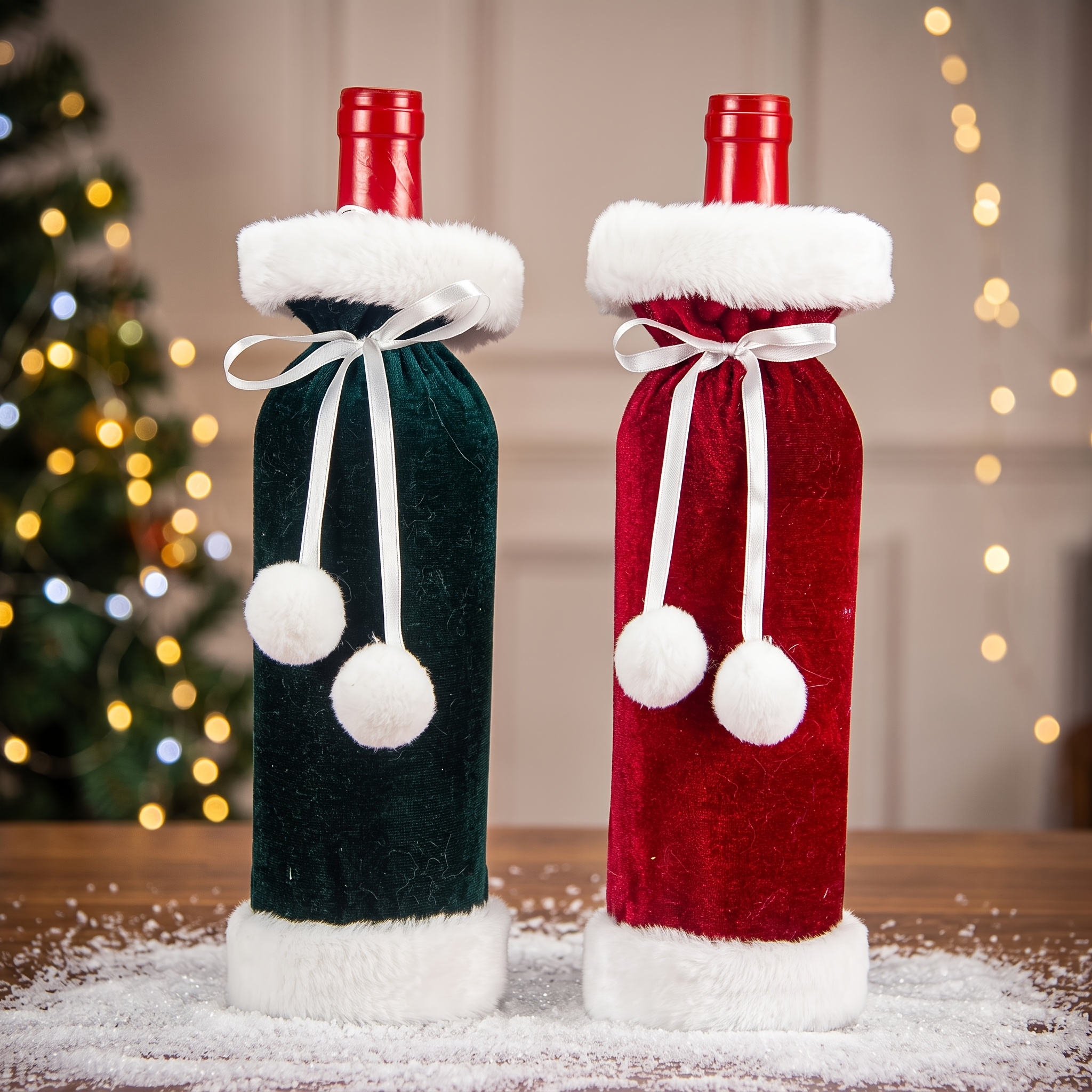  . 2 stk. kreative rotweintasche, weihnachts-flaschenhülle, roter flaschenpullover, weinliebhaber-weihnachtsfeier, familientreffen heimdekoration, auslaufsicherer flaschen-reisebezug, sicherer flaschenverschluss, schutz für reise, flugzeug, auto, kreuzfahrt
