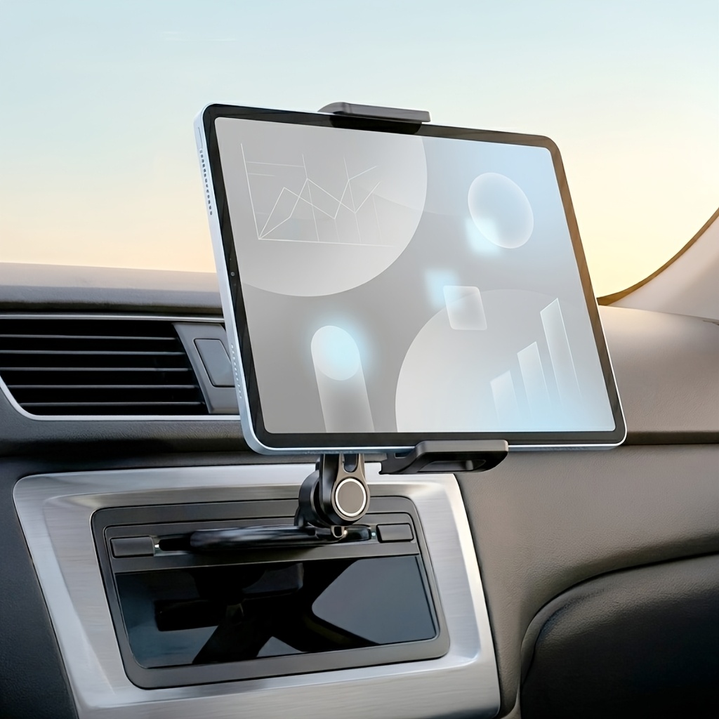 TEMU Cd Slot Car Tablet Mount, Universal Adjustable Tablet Holder And Phone Holder For Car, 360 Degree Rotating Dashboard Mount With Arm, Secure Cd