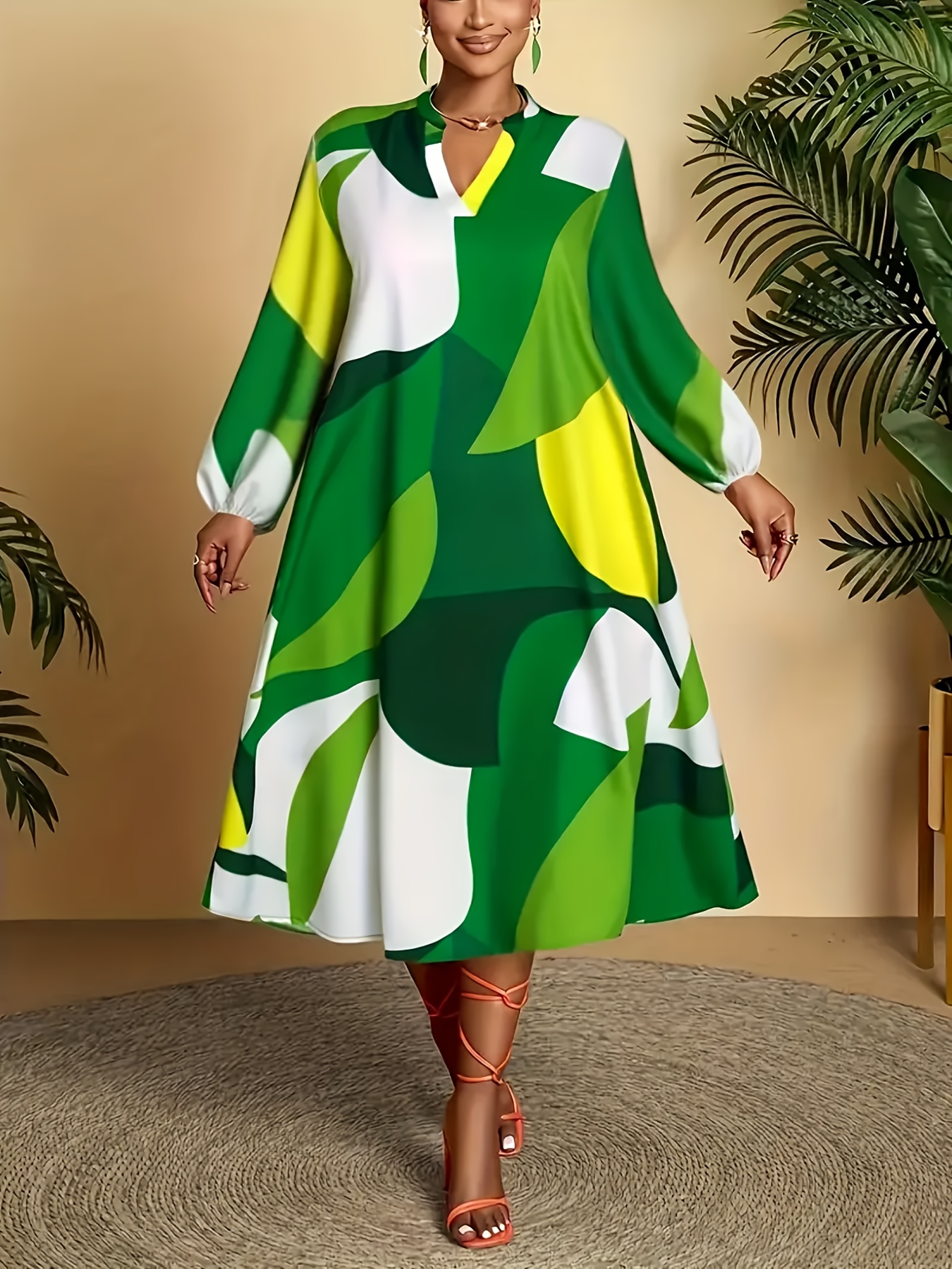 plus size dresses green sold on Temu United States