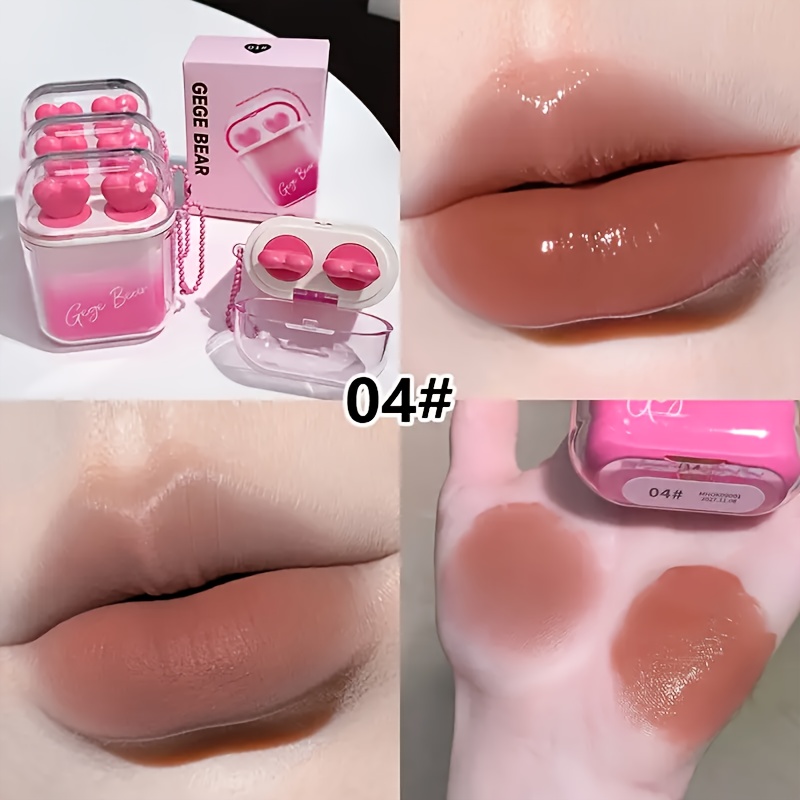 gorgeous bear lip gloss set 2 in 1 matte gloss     shaped case with ears design long lasting moisturizing lipstick ideal for gifting glossy lips   lip product glossy   details 7