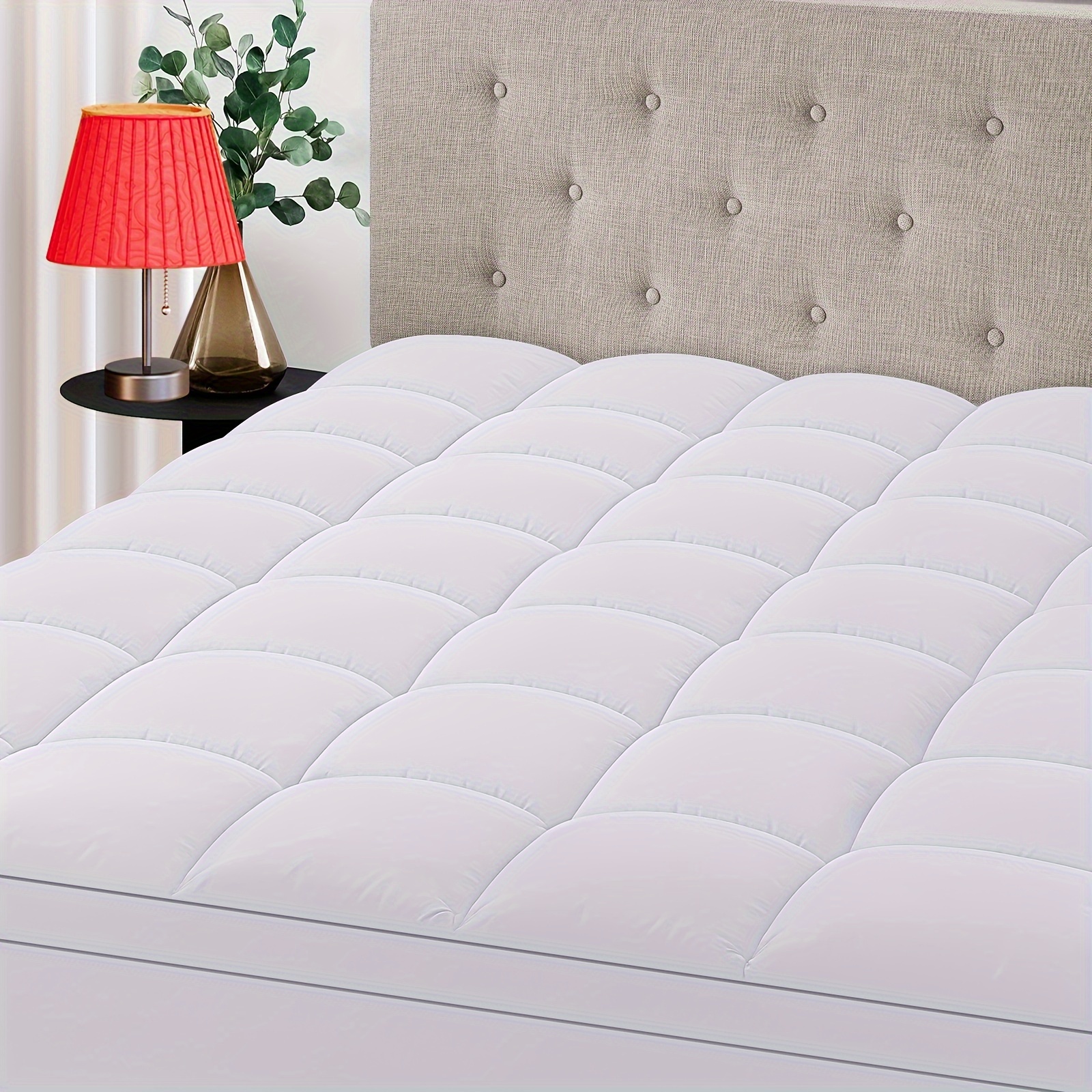 

Mattress Topper With Flat Sheet And Pillowcases - Extra Thick Mattress Pad Cover For - Soft Bedding Sheet - Overfilled Plush Pillow Top With 8-21 Inch Deep Pocket - Queen