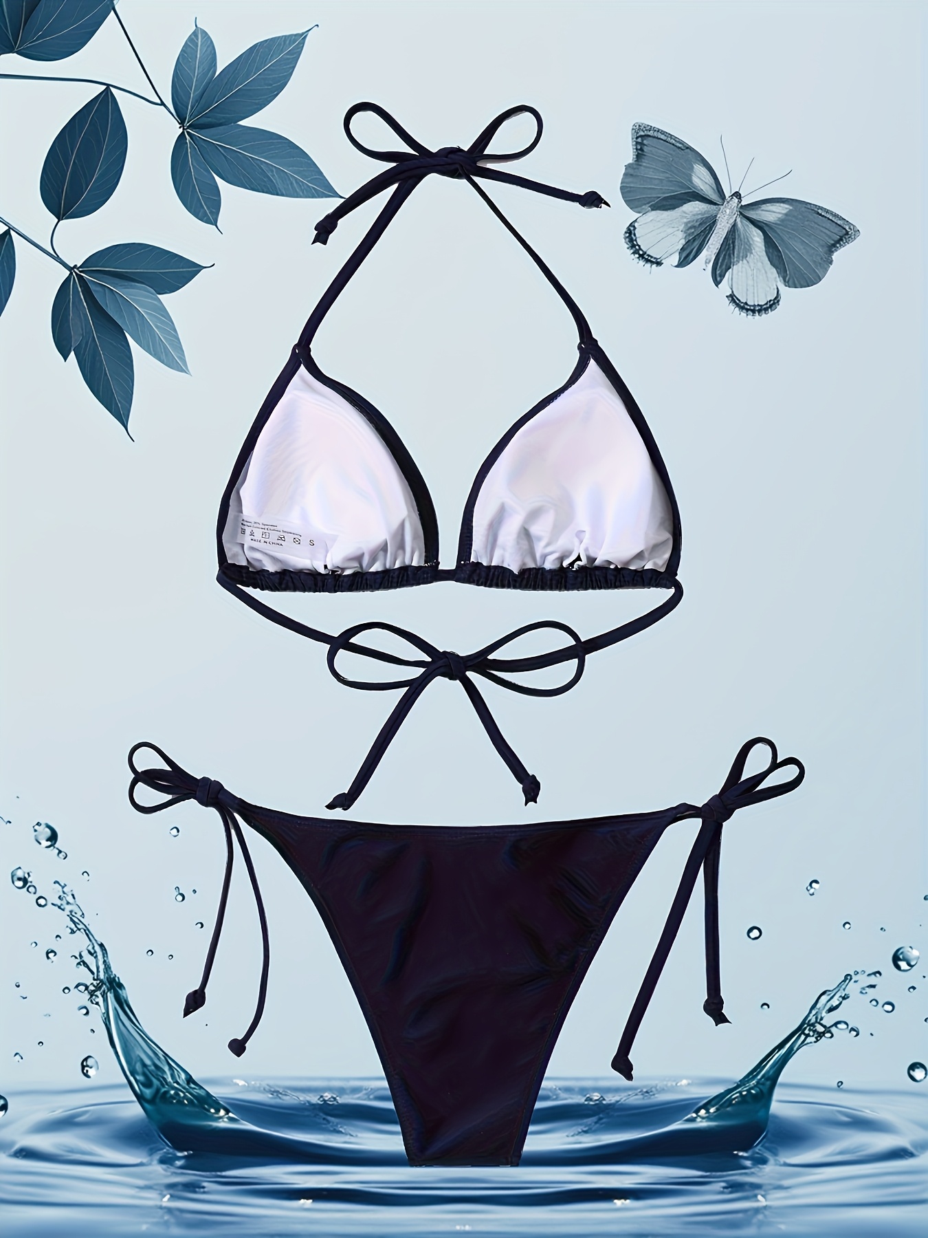 Beautiful Sexy Bikini Set - High Stretch, Solid Color, Halter Neck, Side Lace-Up, No Belt, Perfect for Swimming, Beachwear|Sleek Swimwear|Stretchy Fabric