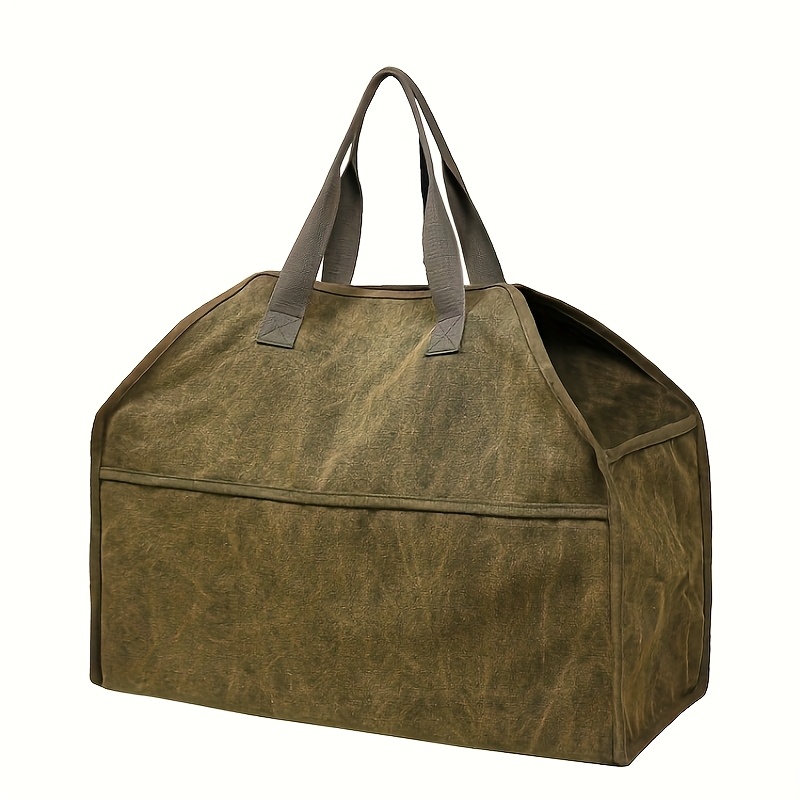 

Extra-large Waxed Canvas Firewood Carrier - , Multi- Tote For Wood, Garden Tools & Outdoor Gear Storage