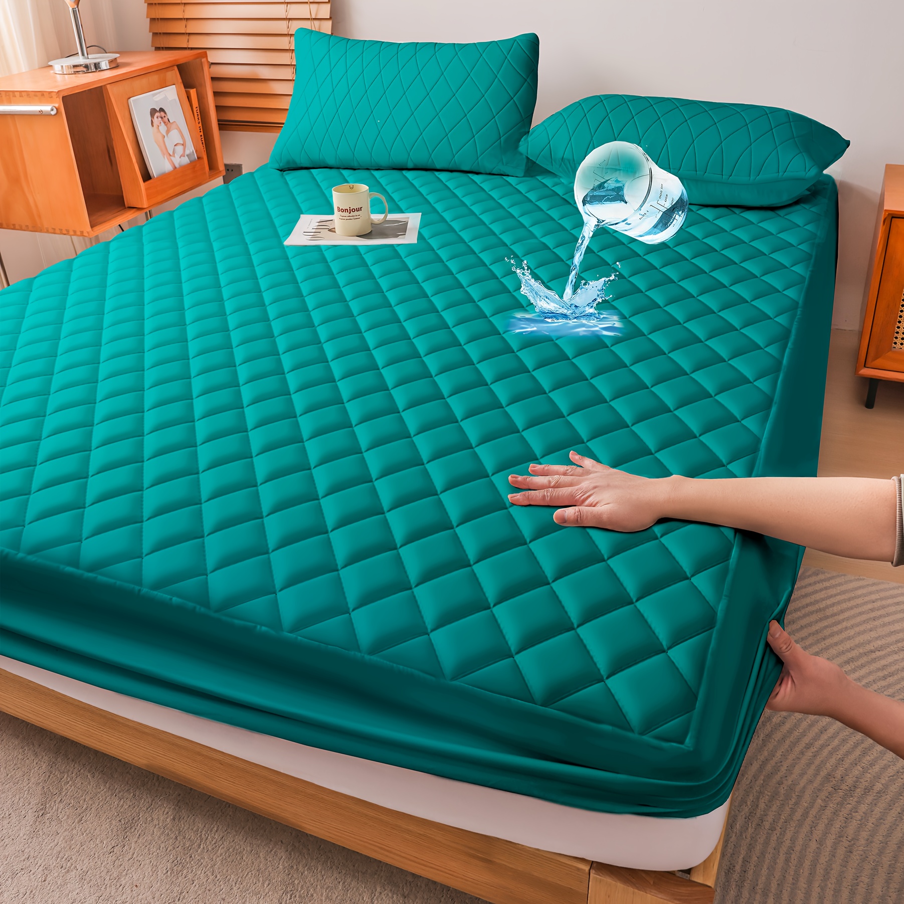 soft mattress protector 1  comfortable waterproof thickened mattress protector cooling bedspreads layered fitted sheet with solid color bedding design ideal for bedroom   and hotel mattress protection