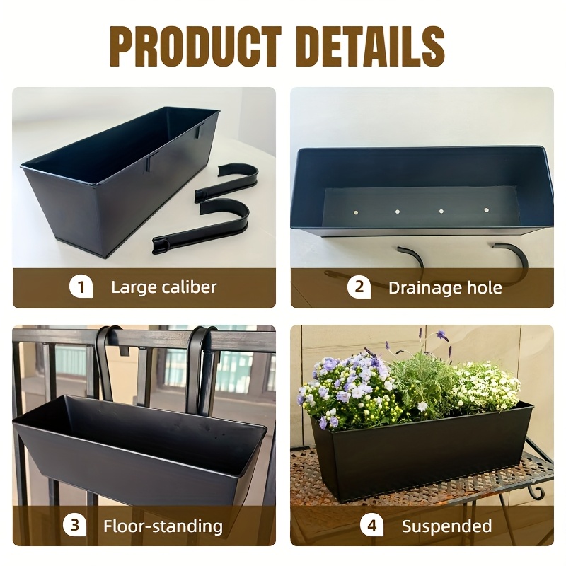 2pcs 4pcs heavy duty hanging planters 16in metal rail fence - Temu Czech  Republic