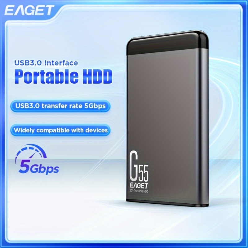

Eaget 1tb Ultra Slim Portable External Hard Drive Hdd, 2.5" High Speed Mobile Hard Drive 500gb, Portable Usb 3.0 Storage Solid State Mechanical Hard Drive For Pc, , Laptop, Ps4, One, 360