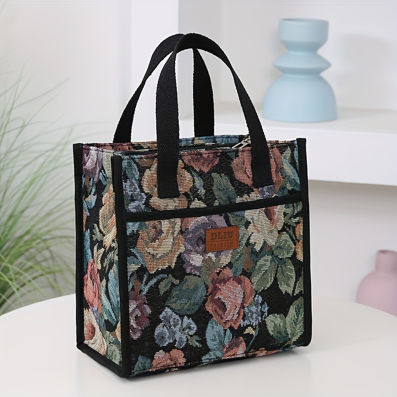 TEMU [handbag, Tote Bag]new Product, Thickened Jacquard Fabric, Handbag, Large Capacity, Easy To Carry For Work, Exquisite Tote Bag, Aluminum Foil