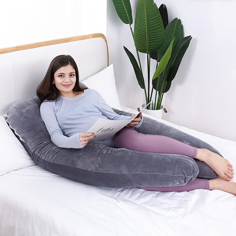 Side Sleeping Pillow with Cover, Ergonomic U-Shaped Design. Adjusts for Abdominal And Hip Support. Multi-Positioning Pillow Conforms to Your Natural Body Shape, Providing Comfortable Sleeping Positions for Back, Stomach, And Side Sleepers