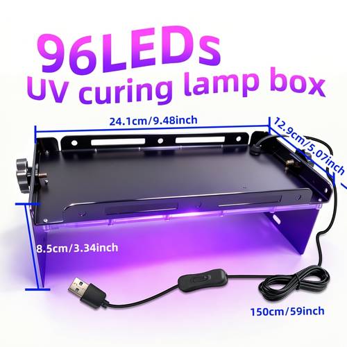 resin curing lamp box with 96 144 high 360 full angle curing uniform curing of with usb plug and switch and 150cm power cord cured for a long time adjustable height bracket suitable for a of sizes