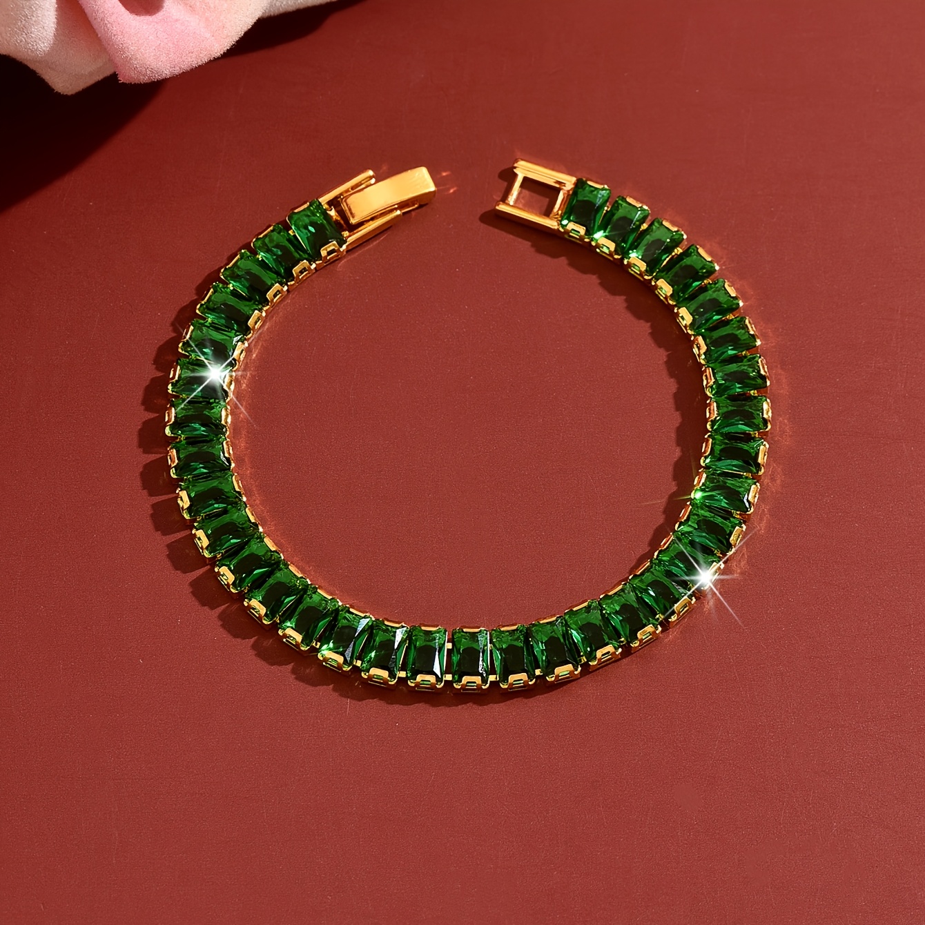 TEMU Unisex Square Bracelet, Copper Material, Inlaid With Rectangular Row Inlay Design, Neutral Bracelet, Easy And Light Luxury, High-end Feel,