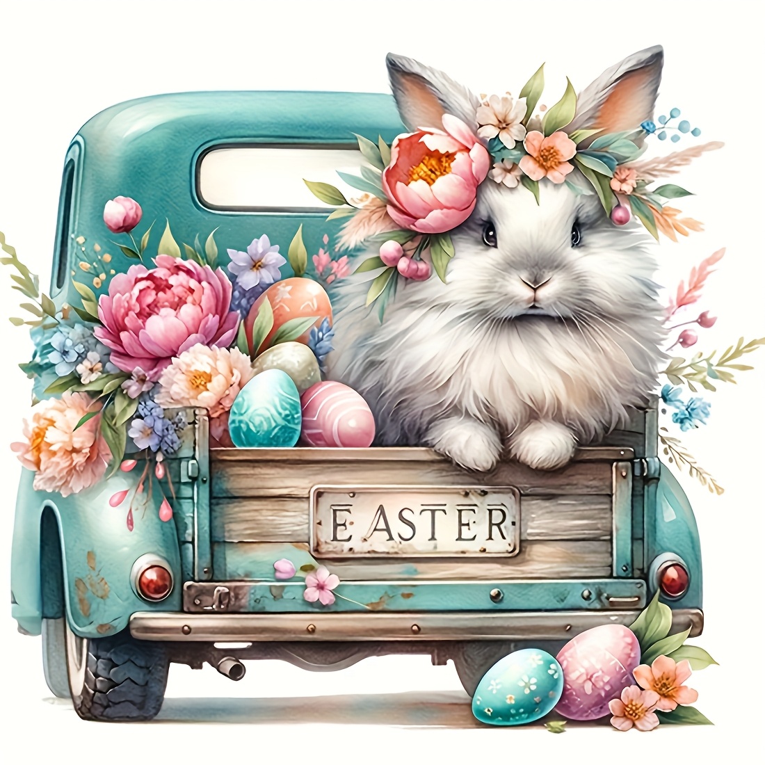 

Easter Bunny & Truck Diy Diamond Painting Kit - Drill Mosaic Craft, Beginners, Home Wall Decor Gift, 7.87x7.87 Inches