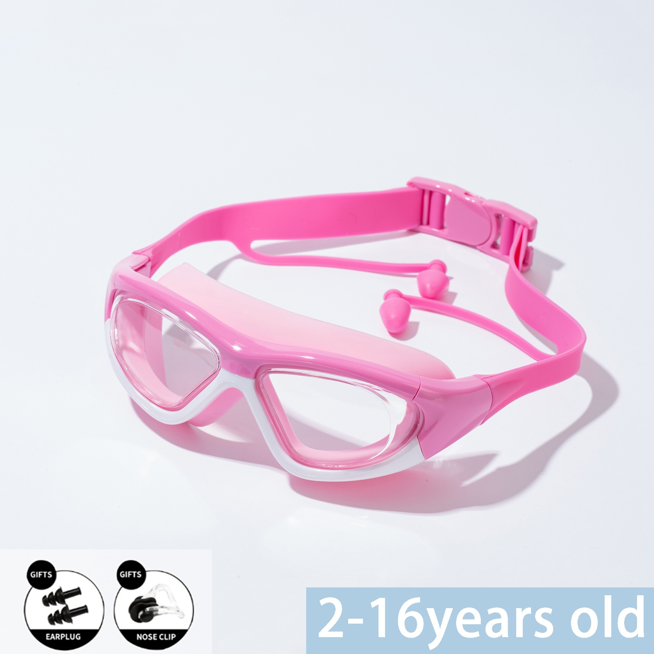 

1pc Children's Swimming Goggles With Nose Clip + Earplugs, Cute Adjustable Swimming Glasses, For Water Sports Training