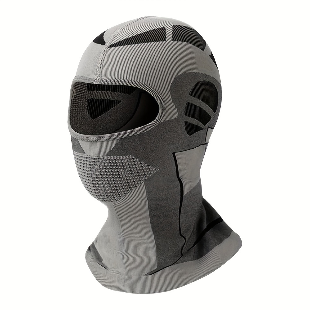 

Meromibe Men's Full-face Knit Balaclava - Breathable, Cycling Hood In Gray With Black Accents, Washable Polyester For Outdoor Activities, Best For Christmas, Thanksgiving