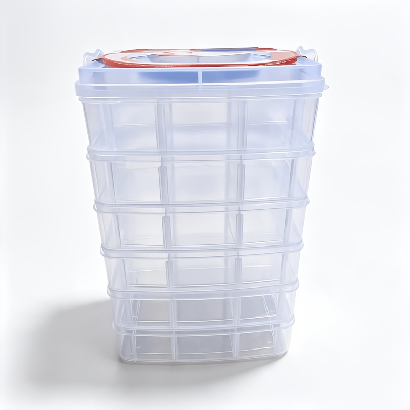 TEMU 7pcs Set: 6 Containers With 1 Lid, Transparent Storage Box With Lid And Handle, Snap Closure Design, Clear Tool Organizer, Household Screw,