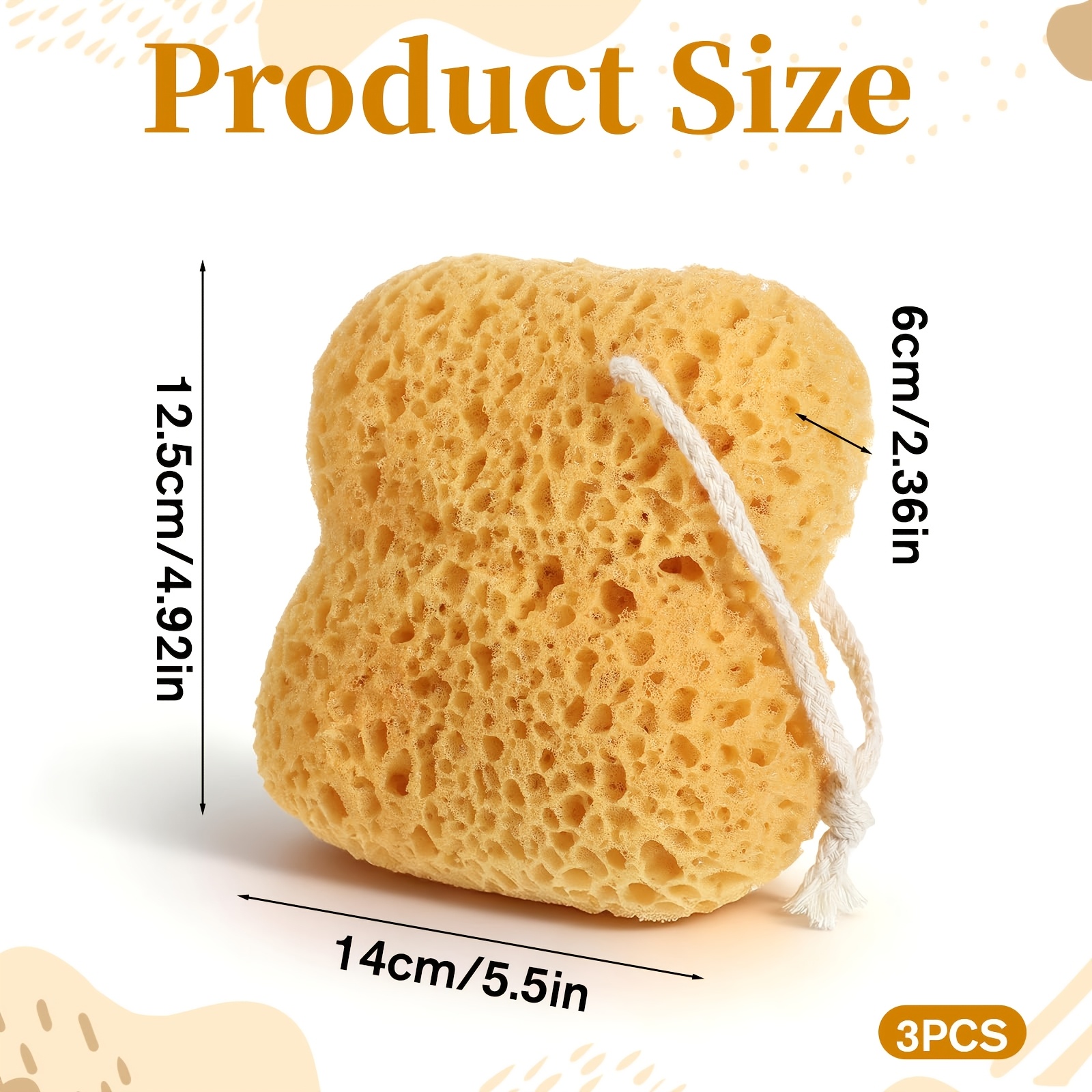 3pcs Unisex Exfoliating Bath Sponges, Larger Size
