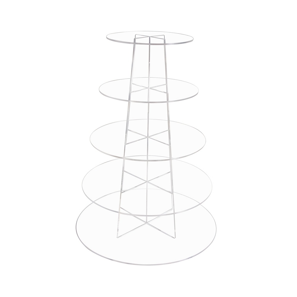 TEMU 5-tier Round Acrylic Cupcake Stand White Multi-level Dessert Display Tower For Wedding, Birthday Party & Baby Shower, Stackable Cake Plate Stand