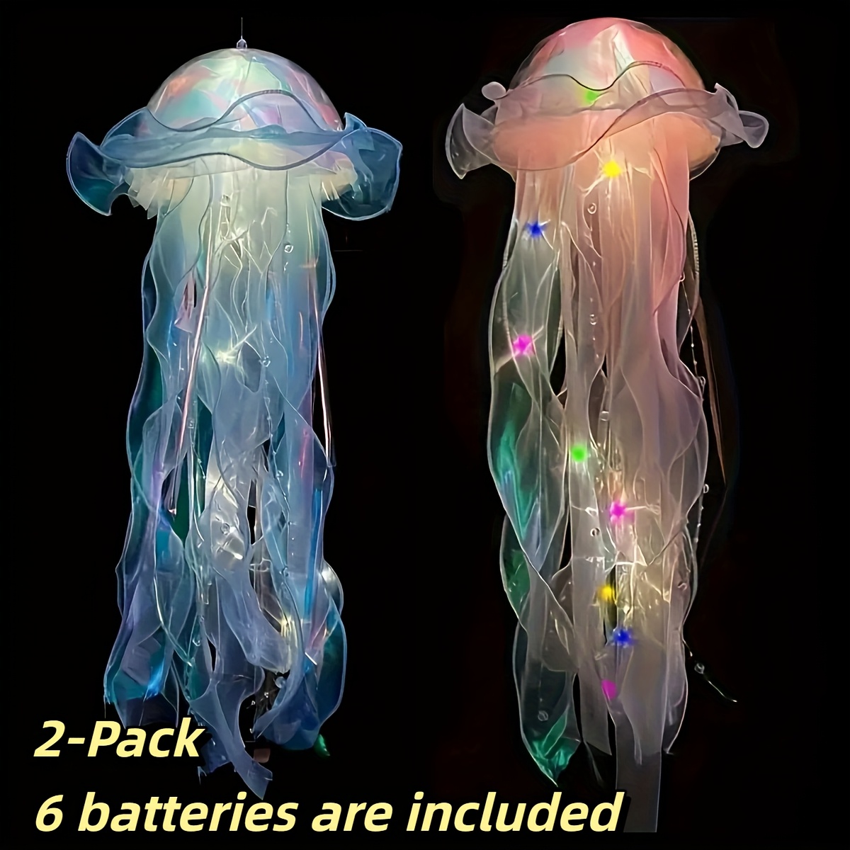 2pcs of colorful jellyfish shaped led chandeliers suitable for courtyard garden tree decoration decorative lights with color changing effect