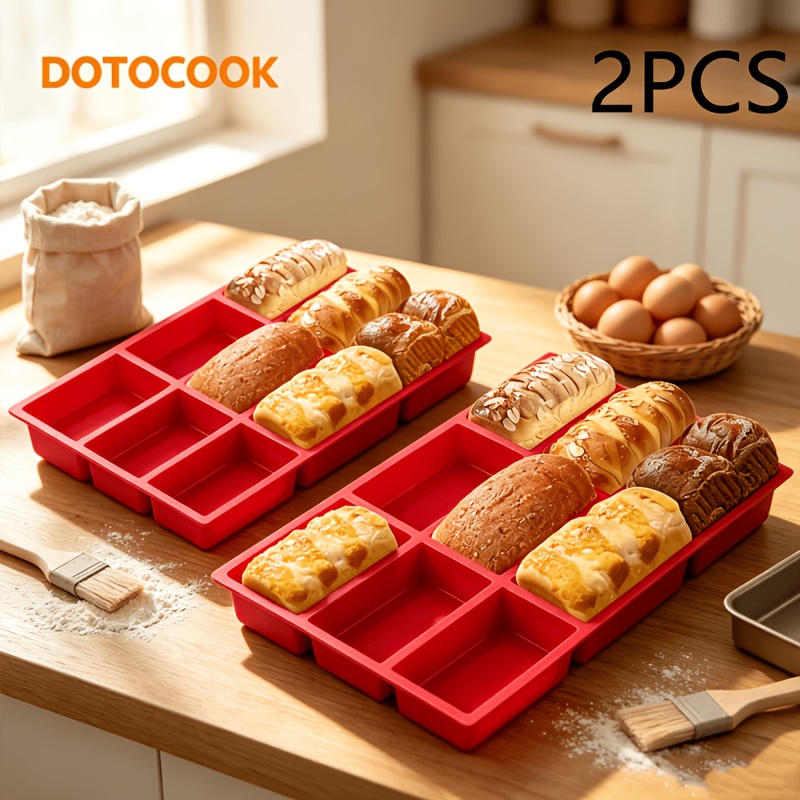 TEMU Dotocook 1/2pcs, Mini Bread Pan, 9-cavity Silicone Baking Mold, Suitable For Mini Bread Cakes , Meatloaf, , Brownies, Muffins, Rectangular Soap
