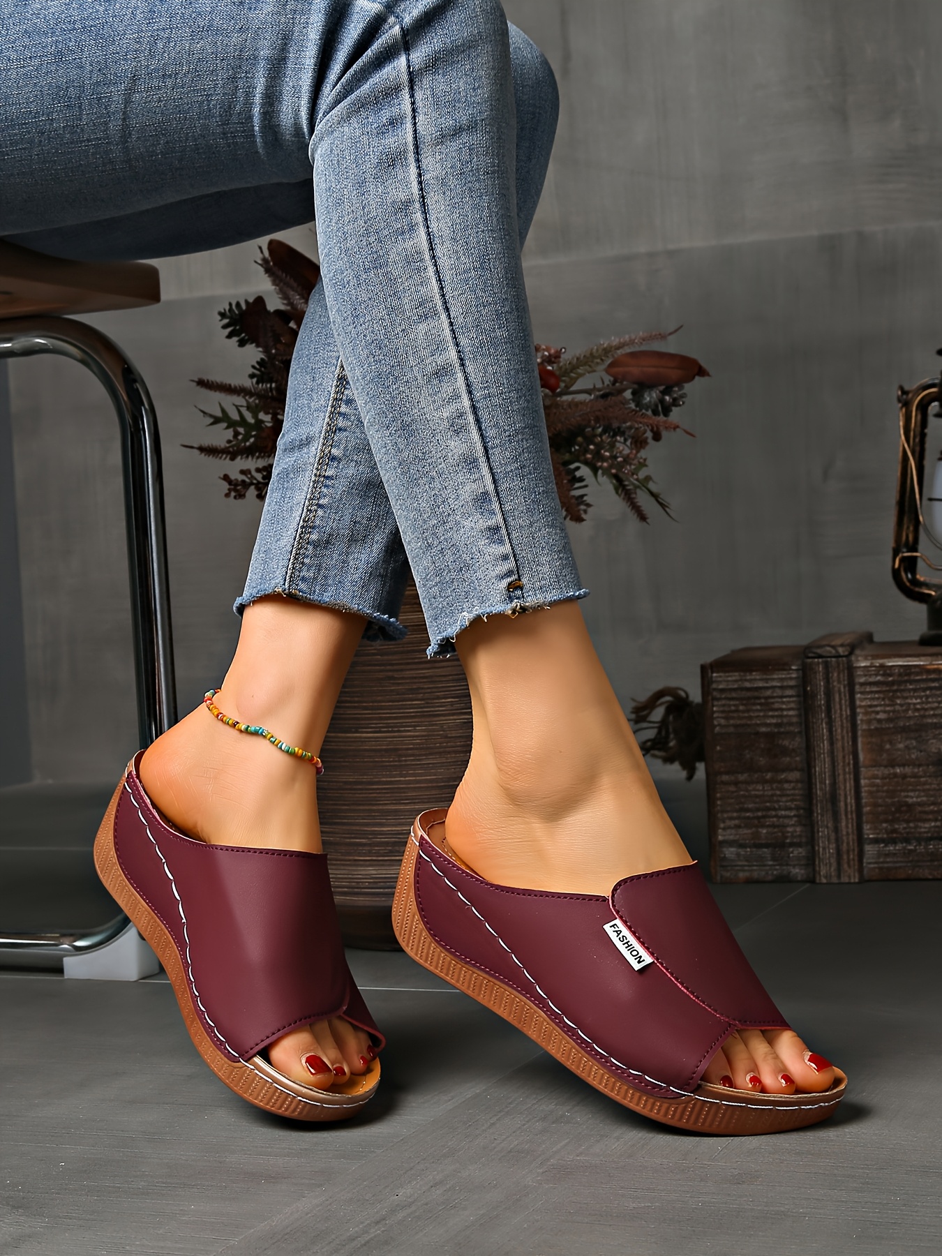   womens light blue slide sandals comfortable arch support breathable open toe design with soft rubber sole casual   heel slip on shoes for casual attire   cover upper Product details 11