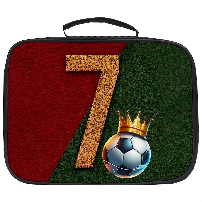 TEMU Soccer Print Pattern Small Handbag, Outdoor Trendy Lunch Bag, Multi-functional Storage Bag, Lightweight Picnic Bag, Non-food Contact