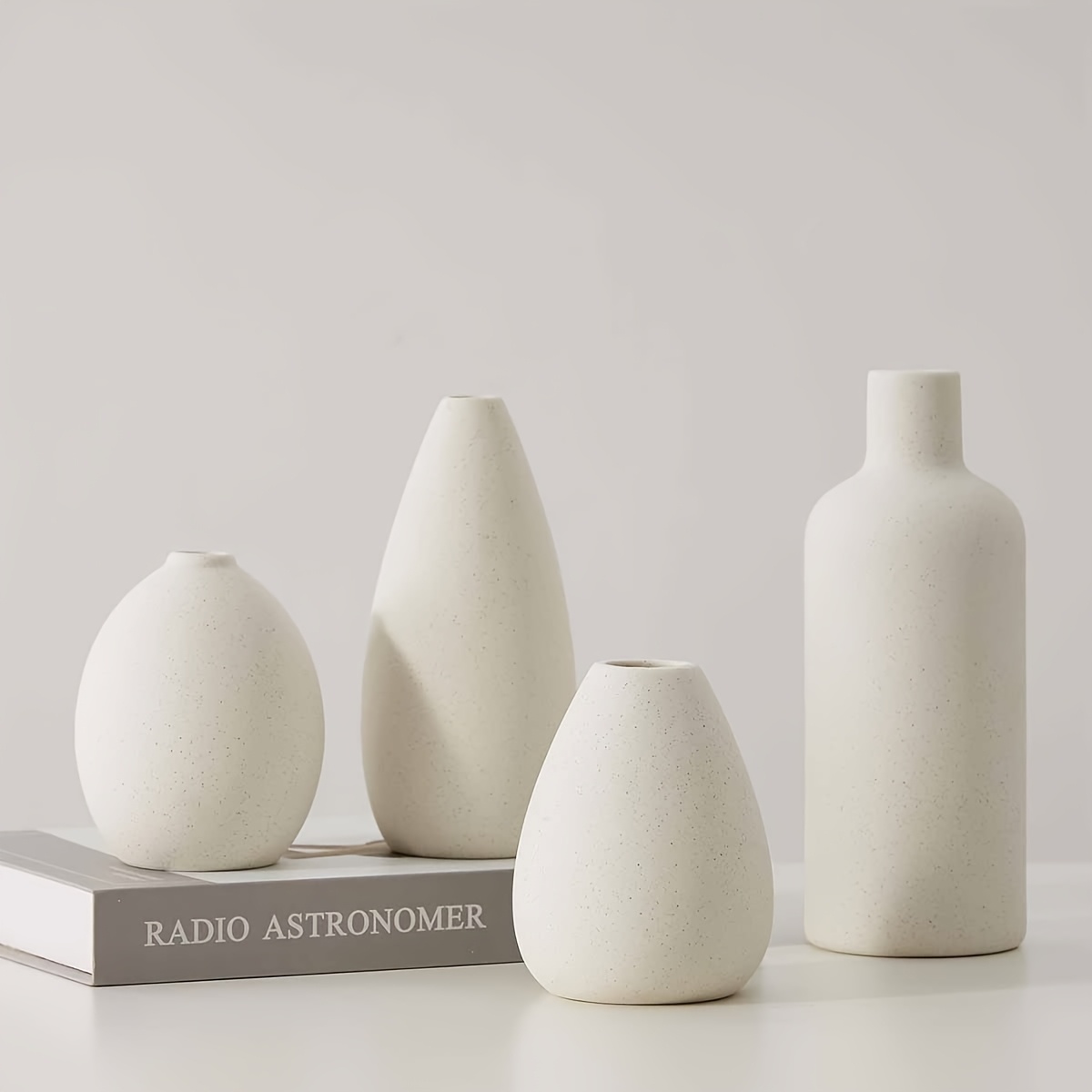 Image of Ceramic Vases Set Of 4 Small Flower Vases, Nordic Modern And Minimalist Vases Decoration, Vase For Pampas Grass & Dried Flowers, Bouquet Boho Decoration, White Vases Small Table Decoration