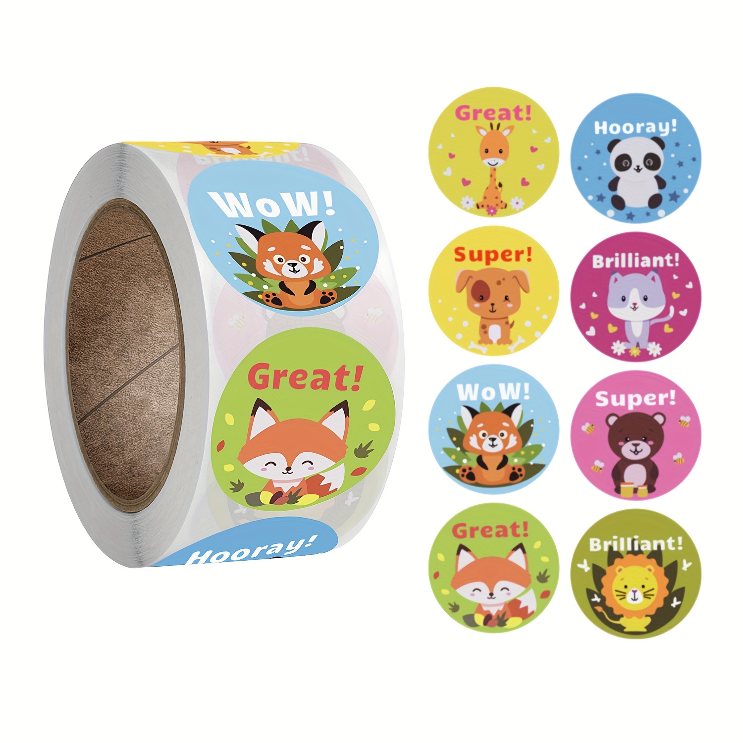 slika predmeta 500  /rola nagradne nalepke, 8 motivacijskih in ljubkih živalskih vzorcev