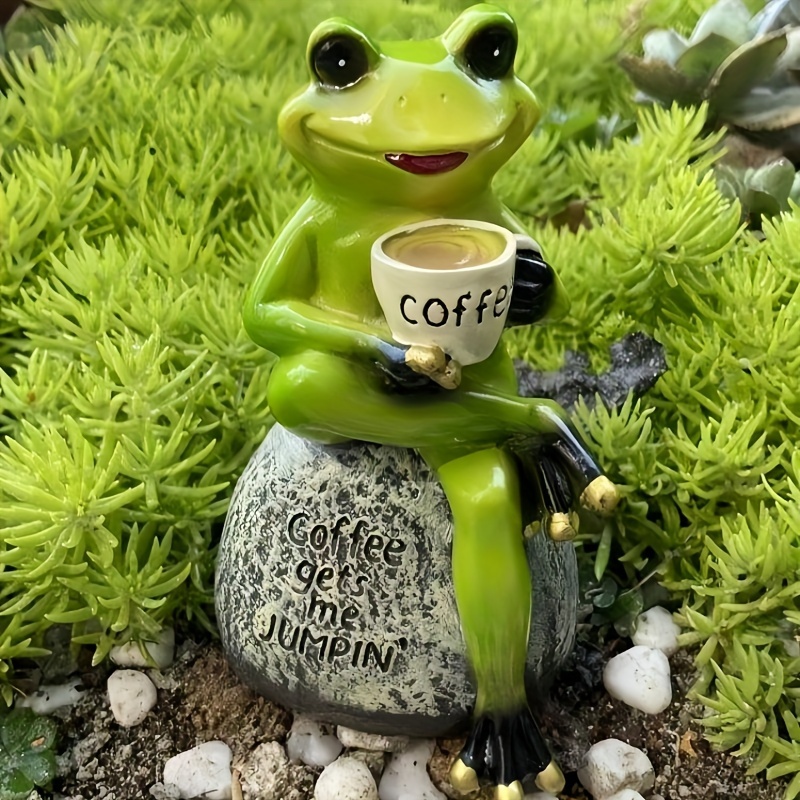 

Frog Prince Coffee Cup Figurine - Charming Resin Decor For Coffee Lovers, Perfect For Garden, Living Room, Bedroom - Ideal Father's Day & Labor Day Gift
