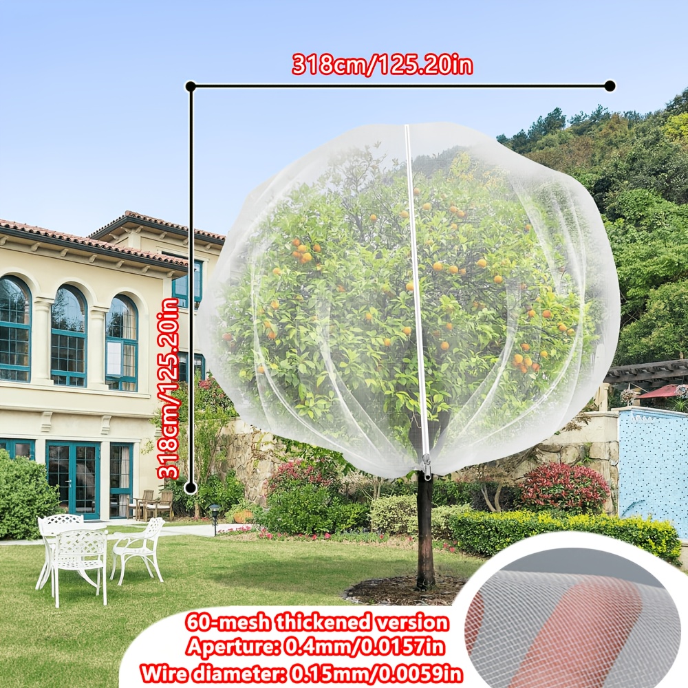 TEMU Malla grande para árboles frutales con cremallera y cordón, malla de jardín, red de protección para plantas, cubierta para plantas, malla de