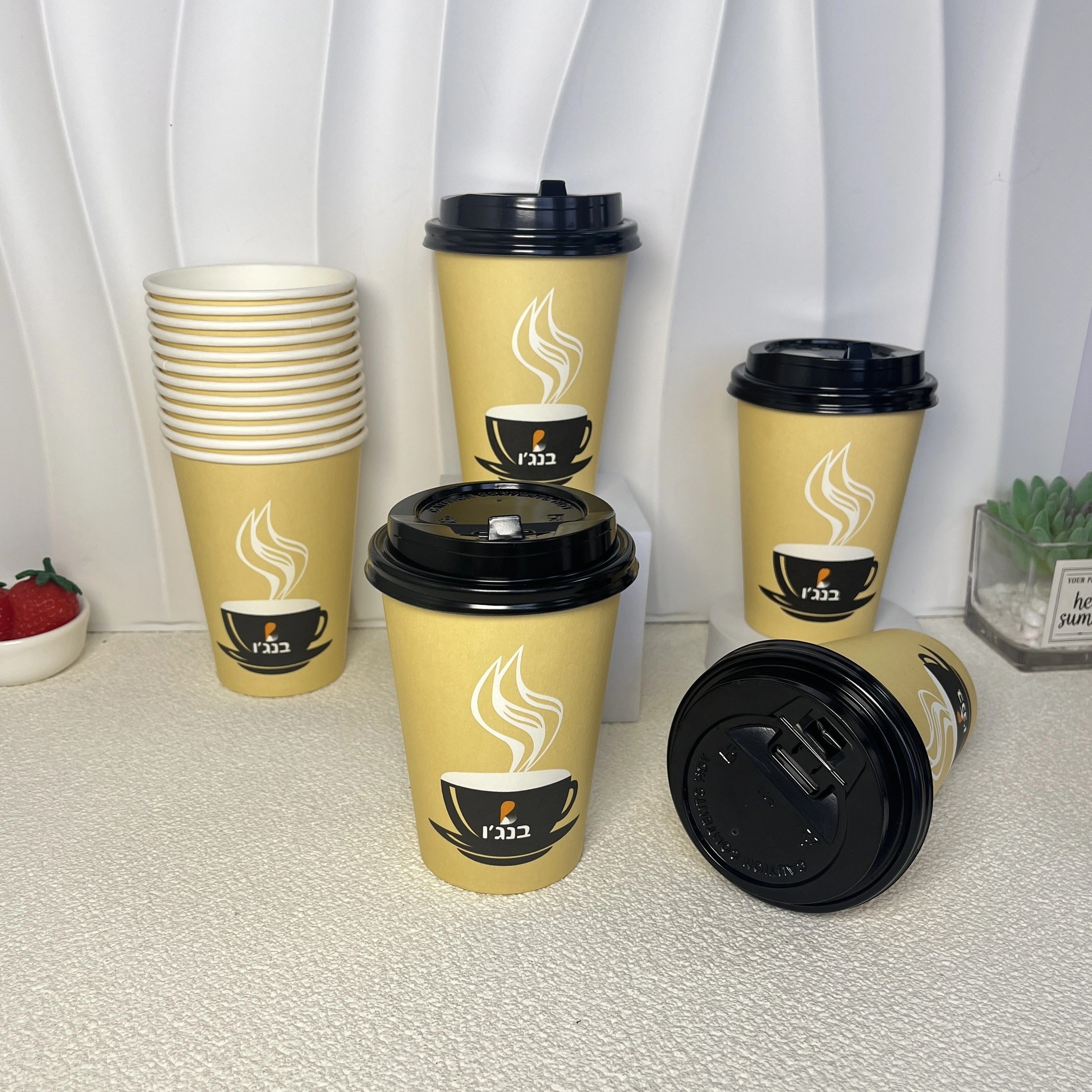 Image of 20pcs10oz Thickened Disposable Paper Coffee Cups With Lid For Hot And Cold Drinks, High-quality Disposable Coffee/ Cups, Suitable For Home, Bar, Work, Party Or Outdoor Use