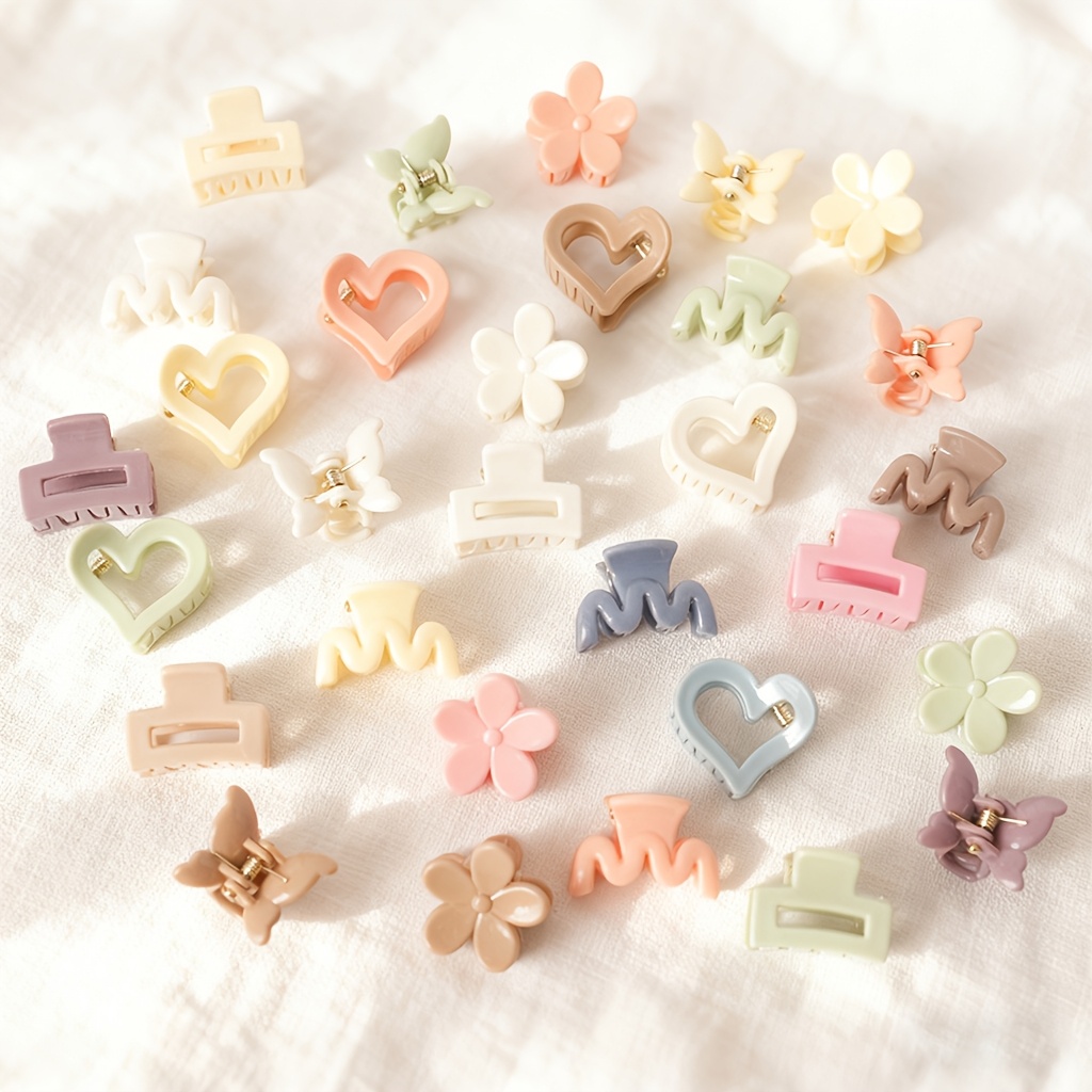 30pcs random mixed solid color easy small size hair claw clips minimalist cute multiple graphic   durable non slip universal for       clip patterns suitable for daily leisure work dating vacation party