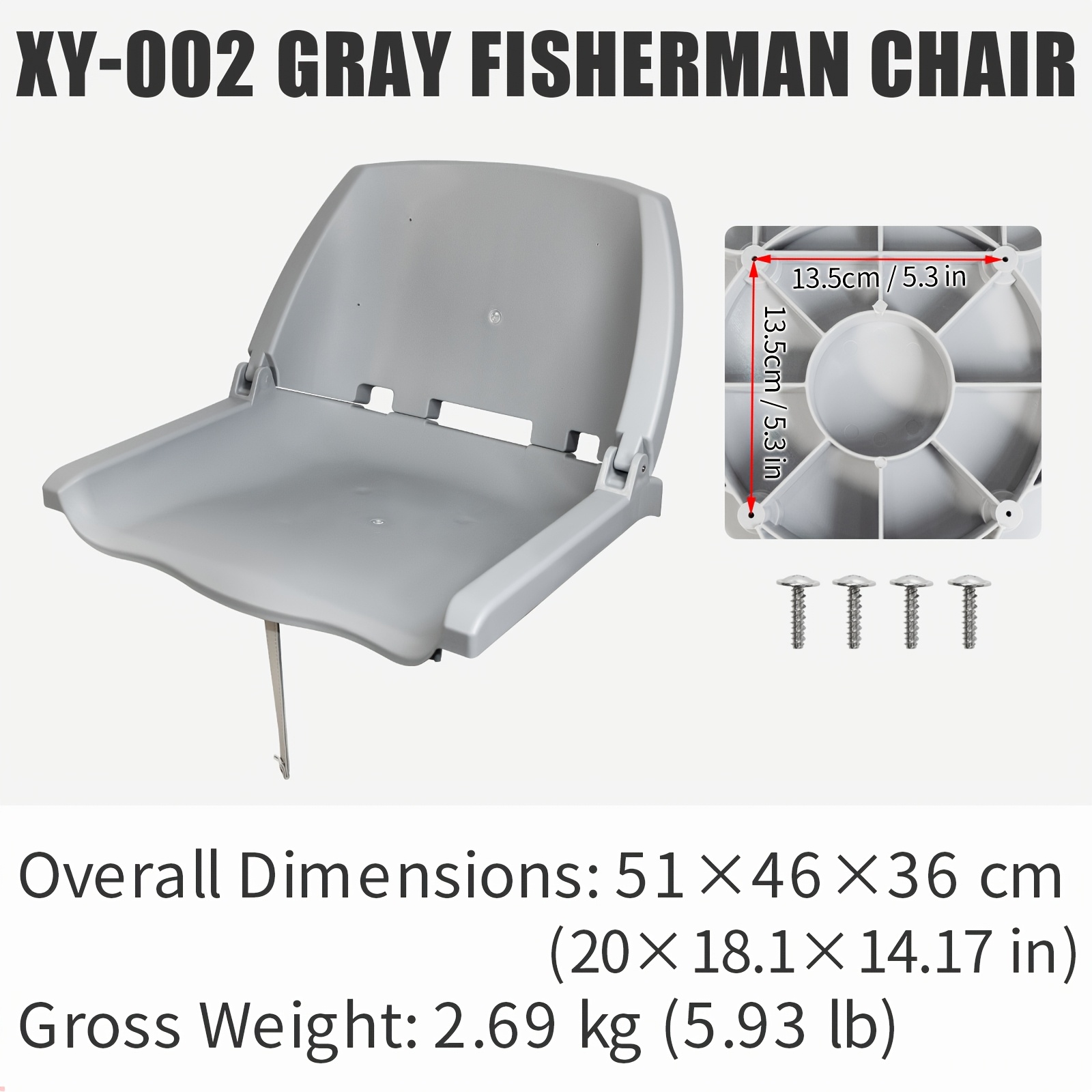 Foldable High Back Clamshell Fishing Chair, Black/Grey