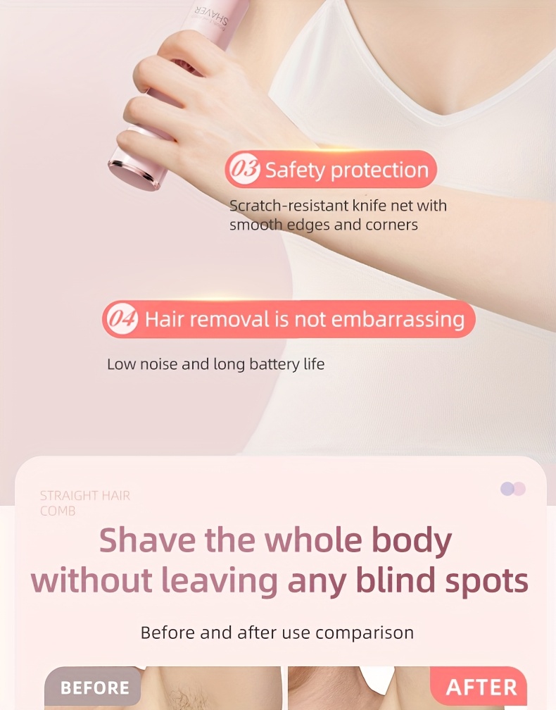1pc rechargeable   cordless electric shaver 2in 1 unisex electric shaver   bikini trimmer wet and   hair trimmer and facial epilator for bikini under  legs   body and face Product details 3