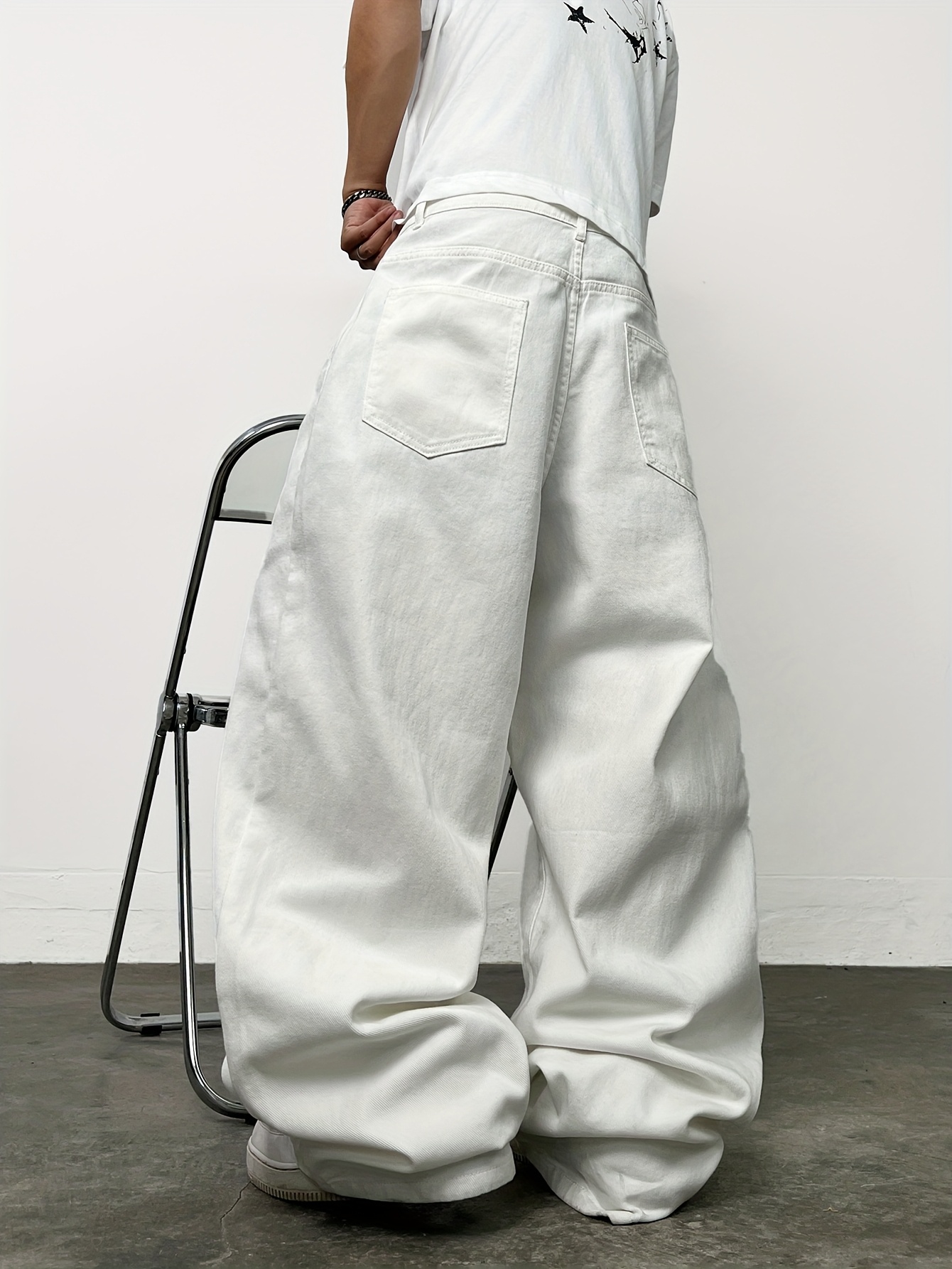 Y2K White Jeans Men | EDWIN White Swag Denim Baggy Pants y2k