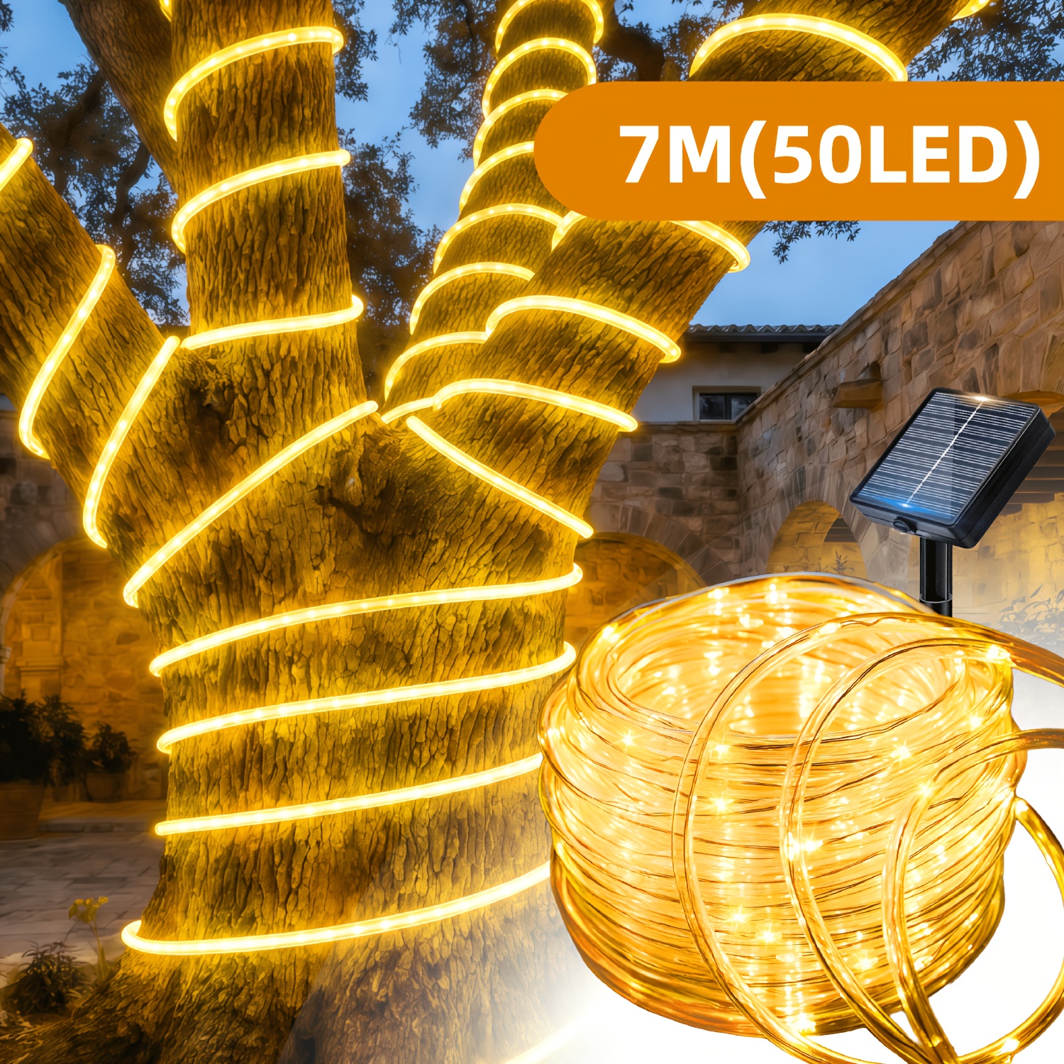 led solar tubular fairy string lights with 12 adjustable lighting   300 200 100 50  22 12 7  long intelligent light strip providing decoration for   courtyard party wedding   tree and festival