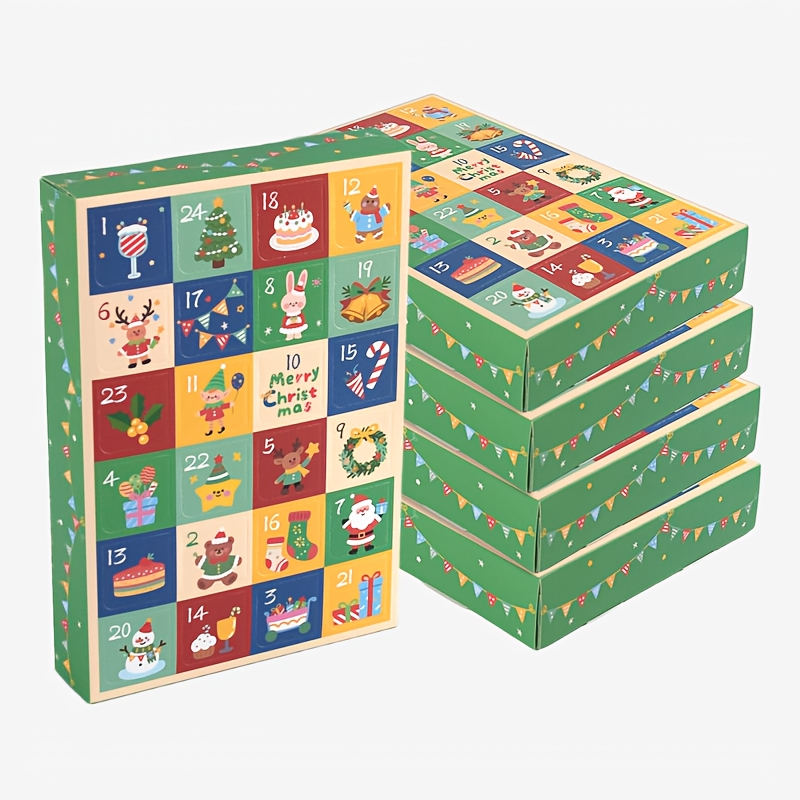 TEMU 5pcs Empty Christmas Advent Calendar Boxes With 24 Compartments - Diy Fillable Interactive Countdown Calendar Suitable For Holiday Treats,