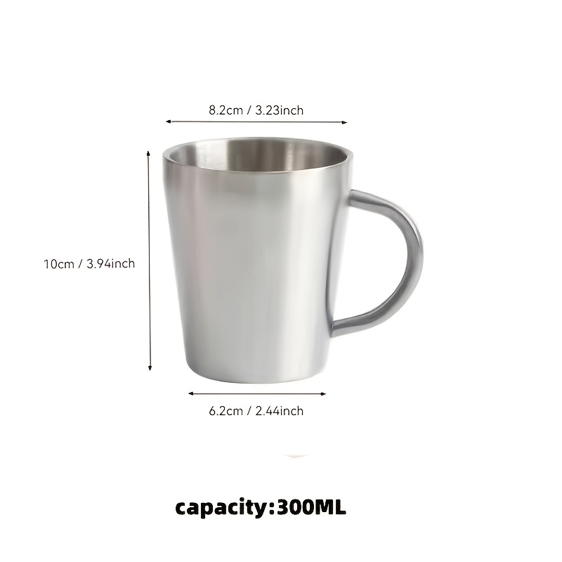 Image of 1pc Stainless Steel Mug | 300ml Double-layer Insulated With Handle, Ideal For Hot And Cold Beverages, Dishwasher Safe, Perfect For Dining And Outdoor Use, Great Christmas And New Year Gift