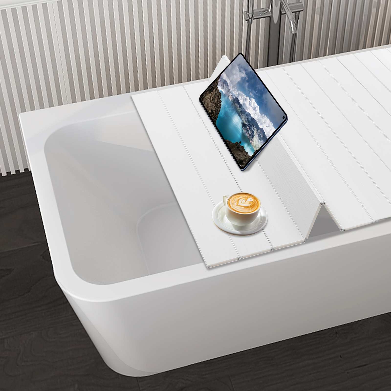 TEMU Bath Cover Foldable Bathtub Cover Board Bathtub Tray Rectangular, Bathtub Cover, Foldable Bathtub Board, Dustproof Bathtub Tray, Insulation Pvc