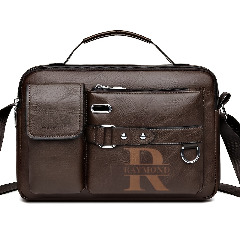 TEMU 1 High-end Fashion Men's Crossbody Shoulder Bag, Retro Material, Multiple Colors Optional, Large-capacity Zipper Design, Can Easily Tablets,