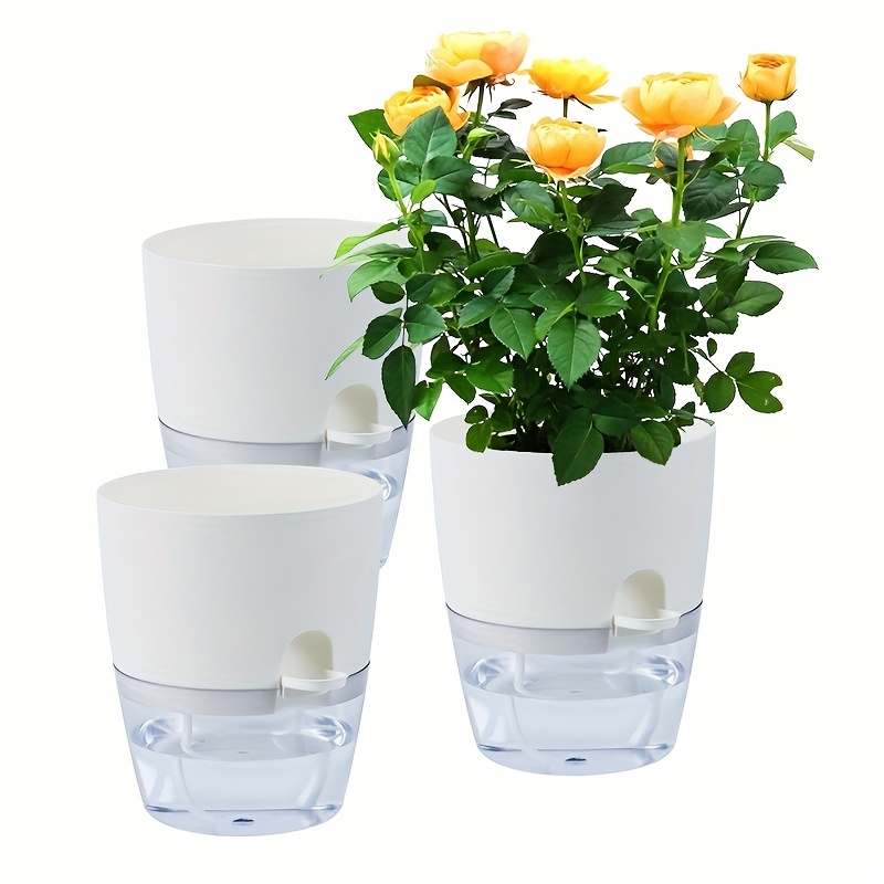 3pcs Indoor And Outdoor Plant Pots, 6.02 Inches Wide And 7.17 Inches High, Lazy Flowerpot With Water Dispenser And Rope, Self Watering Flowerpot In Deep Pool, Flowerpot