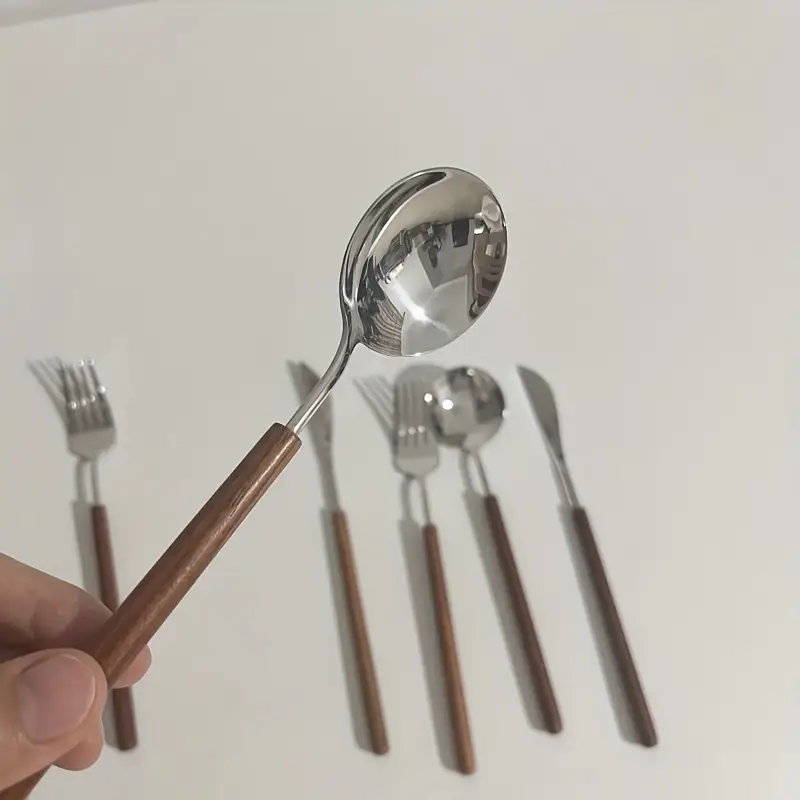 6pcs 304 stainless steel western cutlery high quality knife fork and spoon set suitable for home festive parties and hotels Product details 7