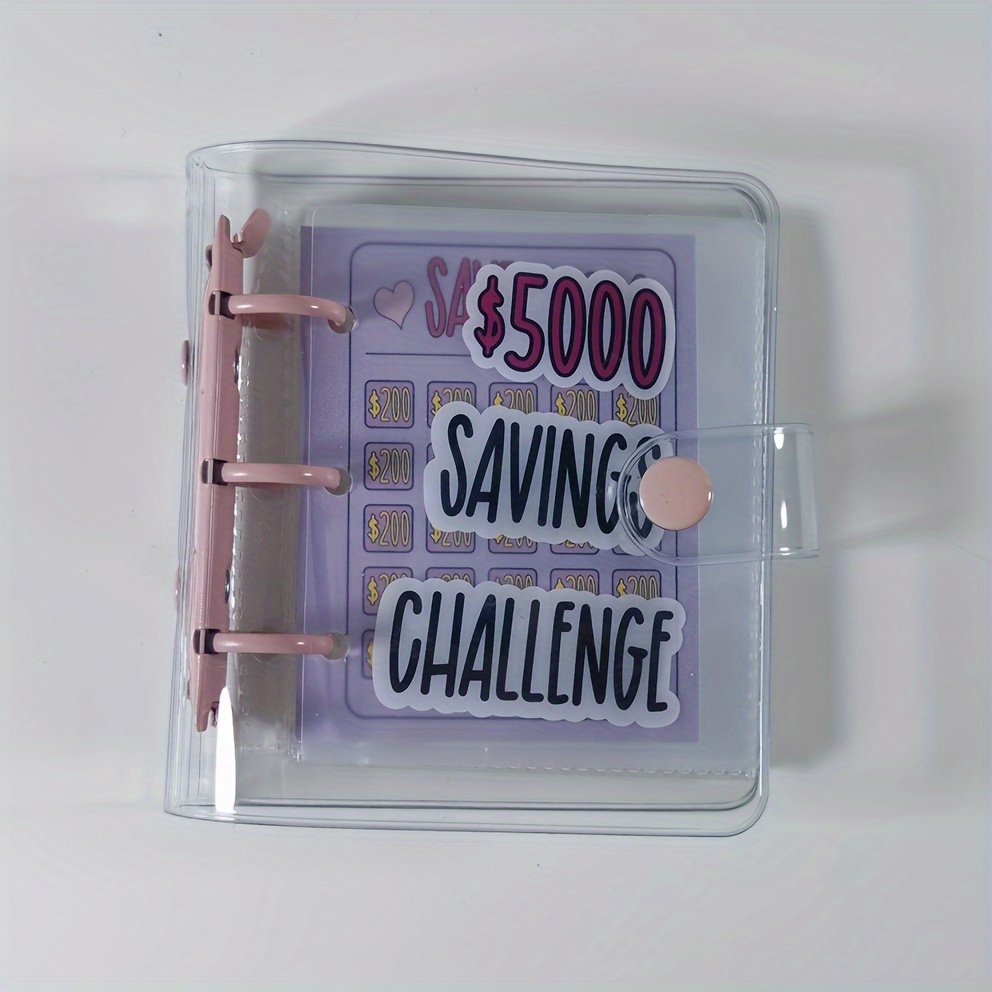 

Portable Money Saving Challenge Binder - $5,000/2,100 Cash Organizer, Durable Pvc, Reusable Budget Planner For Daily Use