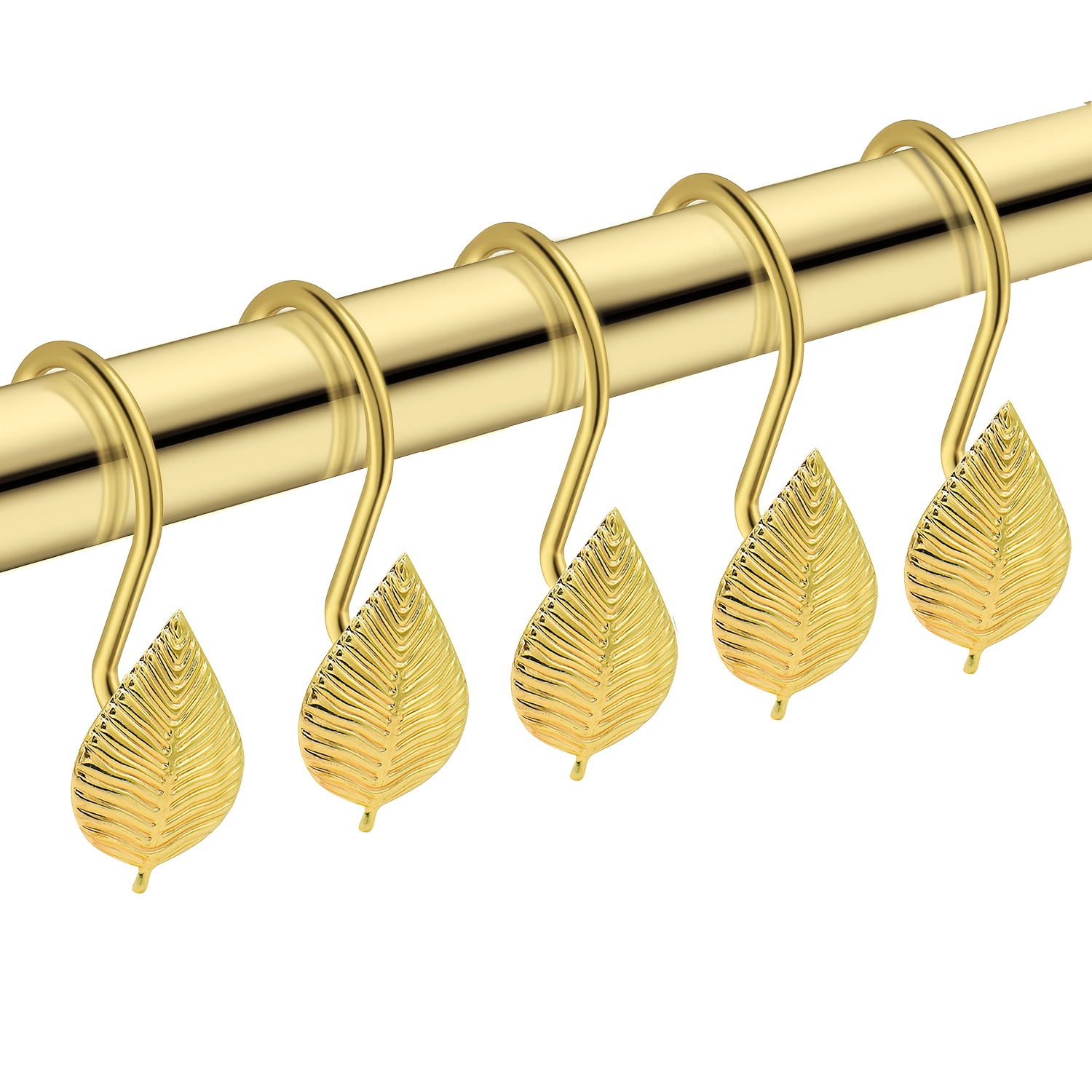 TEMU 12pcs Metal Leaf Curtain Hooks-golden Silvery Bronze Color Multi- Curtain Shower Curtain Home Accessories