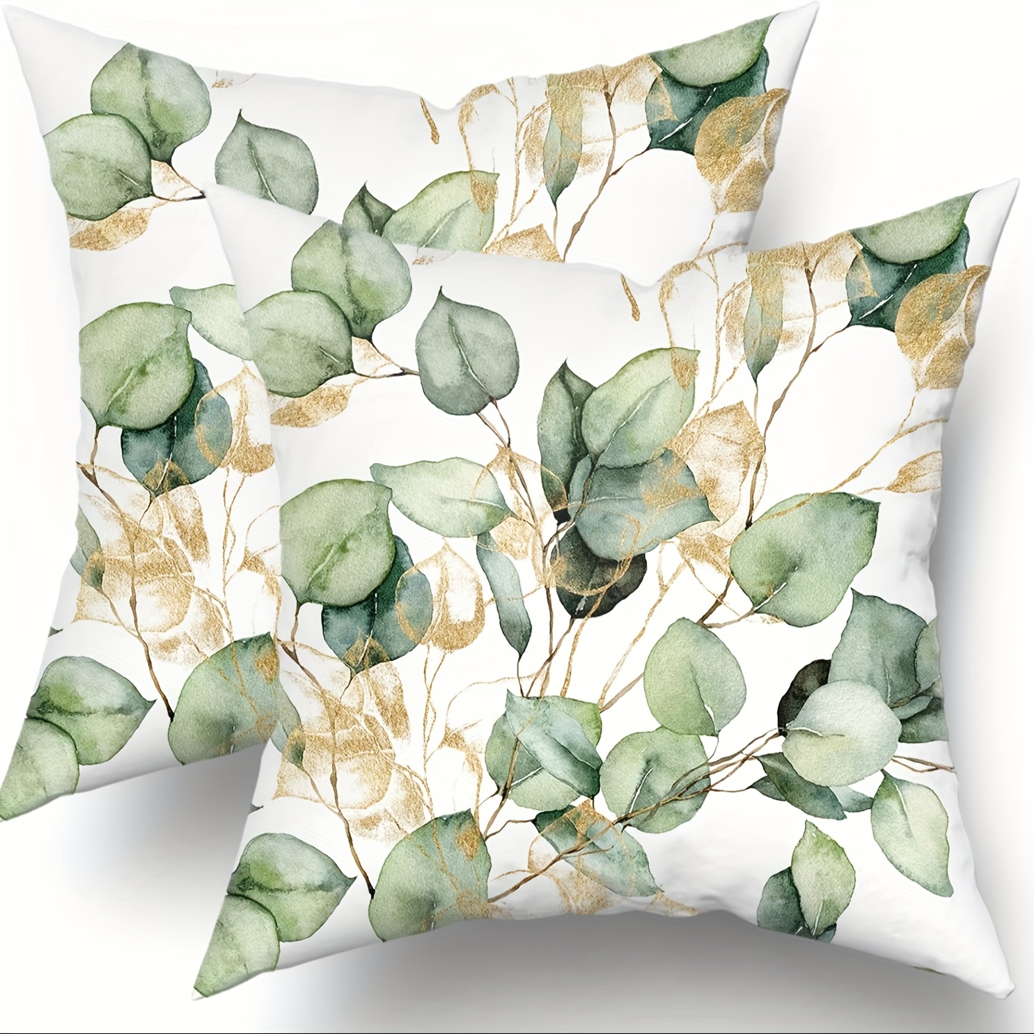 

2pcs, Eucalyptus Leaf Pillow Covers Set Of 2 Watercolor Pillow Pillow Covers Modern Throw Pillows Cover Decor For Bed Couch Sofa Living Room Only Pillowcases 16x16/18x18/20x20