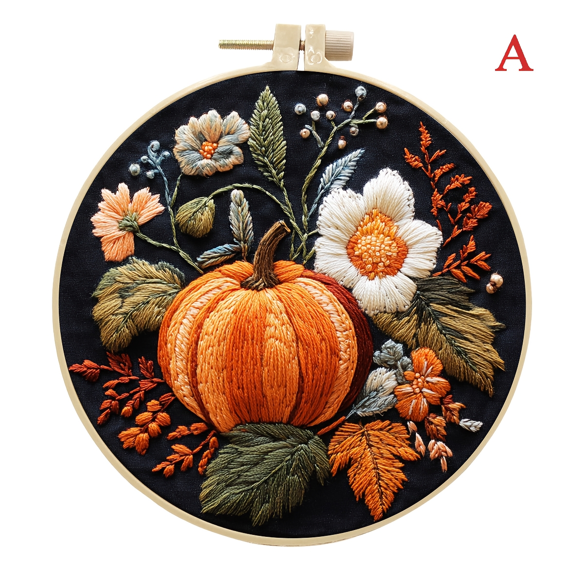 Complete Beginner Pumpkin Embroidery Set, DIY Handmade Kit