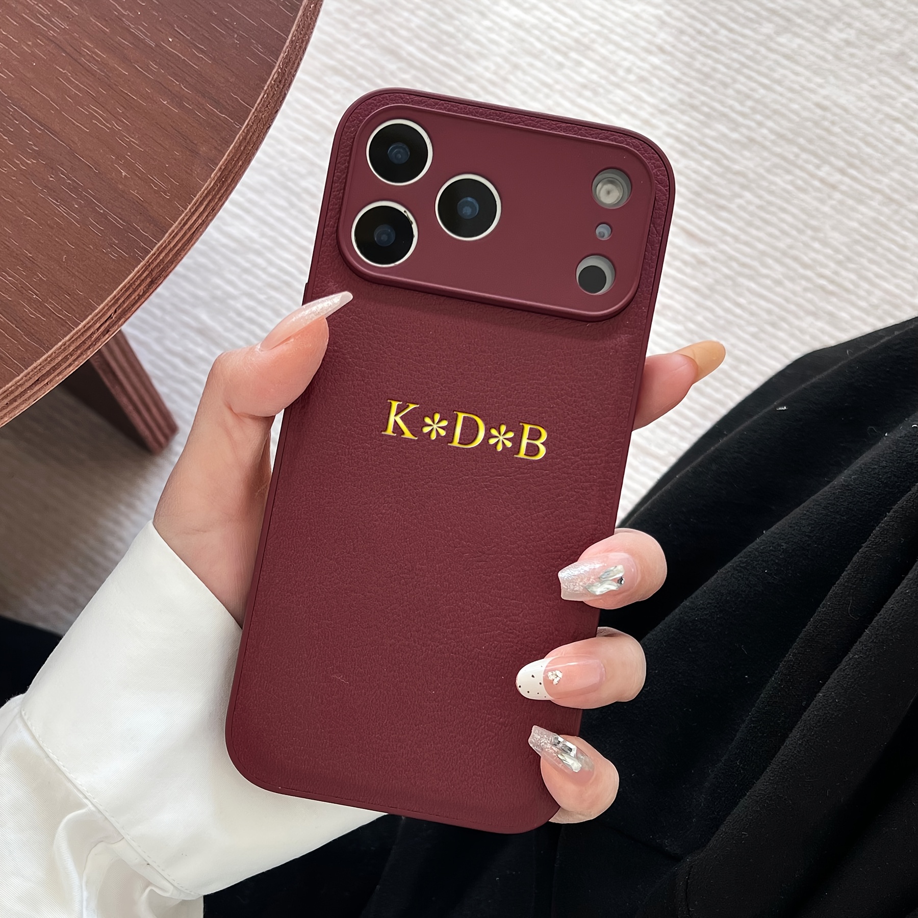 TEMU Phone Case - Luxury Faux Leather Personalized Customized Name Initial Phone Case Compatible With Iphone 13 17 18 Pro Max 17 Air Plus 3d Hot