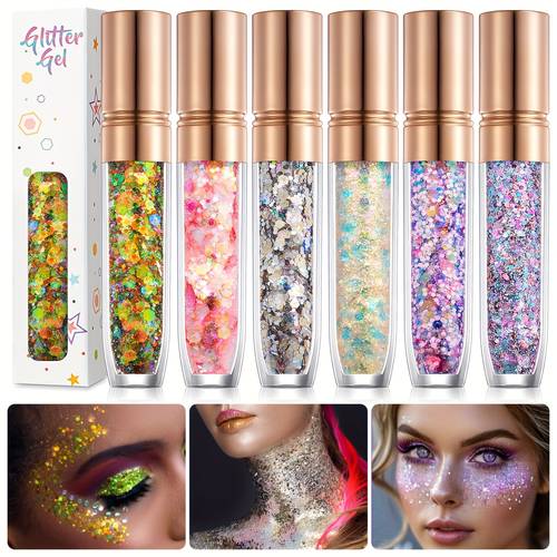 holographic shimmering gel glitter suitable for face body neck makeup festivals carnivals and parties depending on the viewing angle