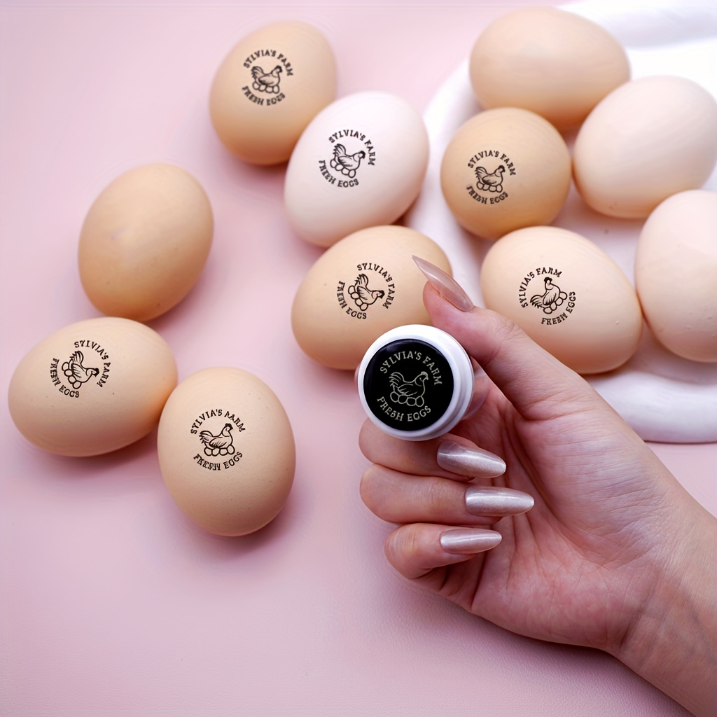 Personalized Egg Stamp - Custom Chicken & Duck Egg Label Maker With Name/date/chicks/ducks - Chemical-based Ink Pad Compatible Stamp For Egg Cartons, Eggs, Poultry Keepers, Supplies