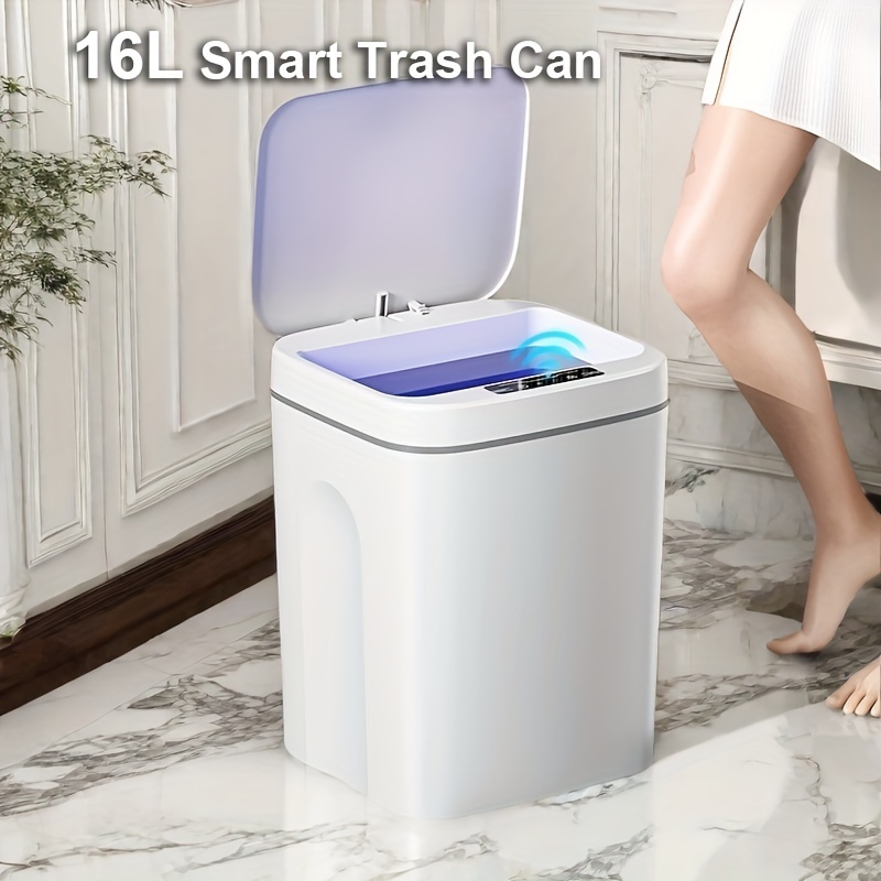 

4.22 Gallon Smart Trash Can - Motion Sensor Battery Sensing Paper Basket, Infraredsensing, Kick Open Lid, Used For Living Room, Kitchen, Bathroom, Thanksgiving Giftbirthday Gift