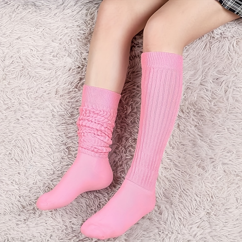 chaussettes hautes roses confortables femmes chaudes Temu France